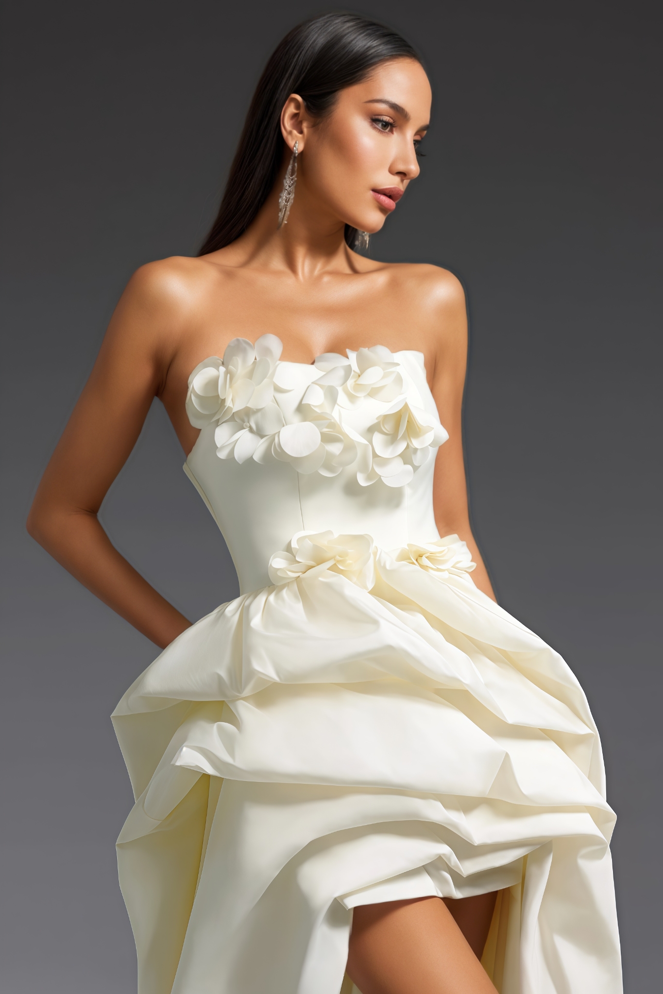 Easetn Sleeveless Flowers Trailing Maxi Dress