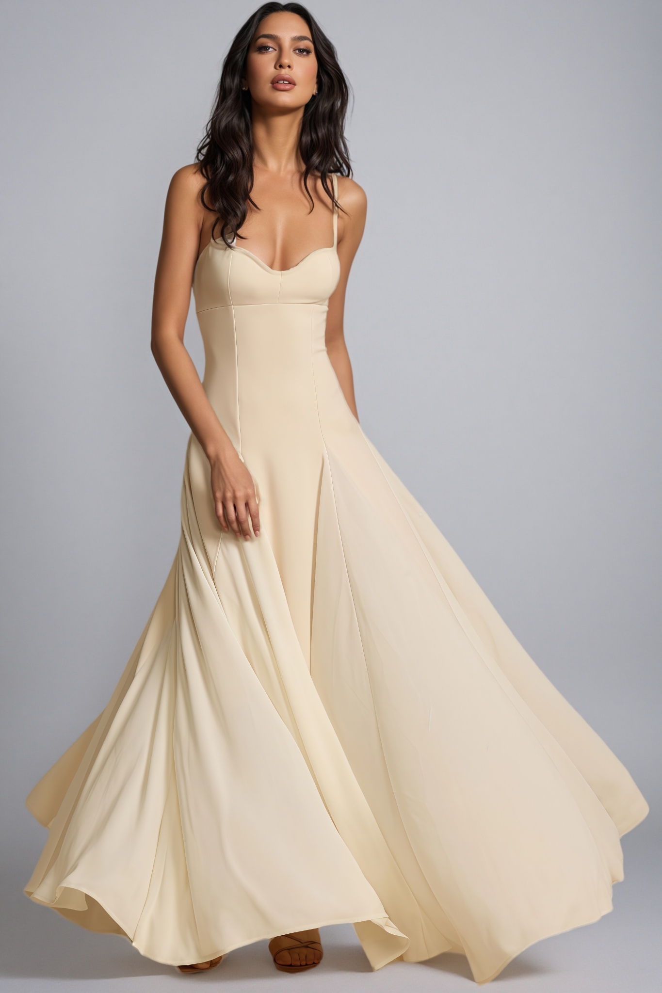 Caroline White Strap Maxi Dress