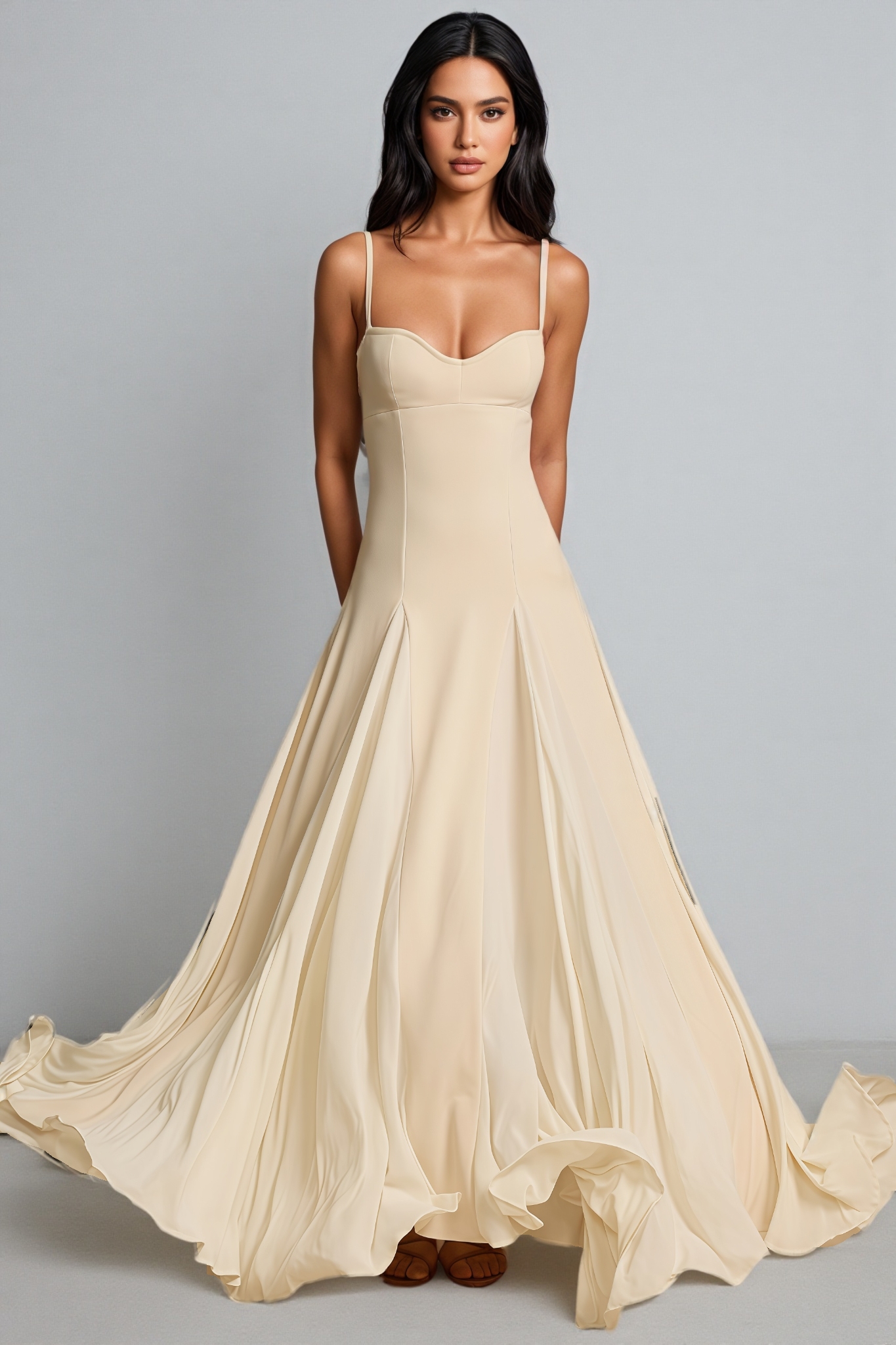 Caroline White Strap Maxi Dress