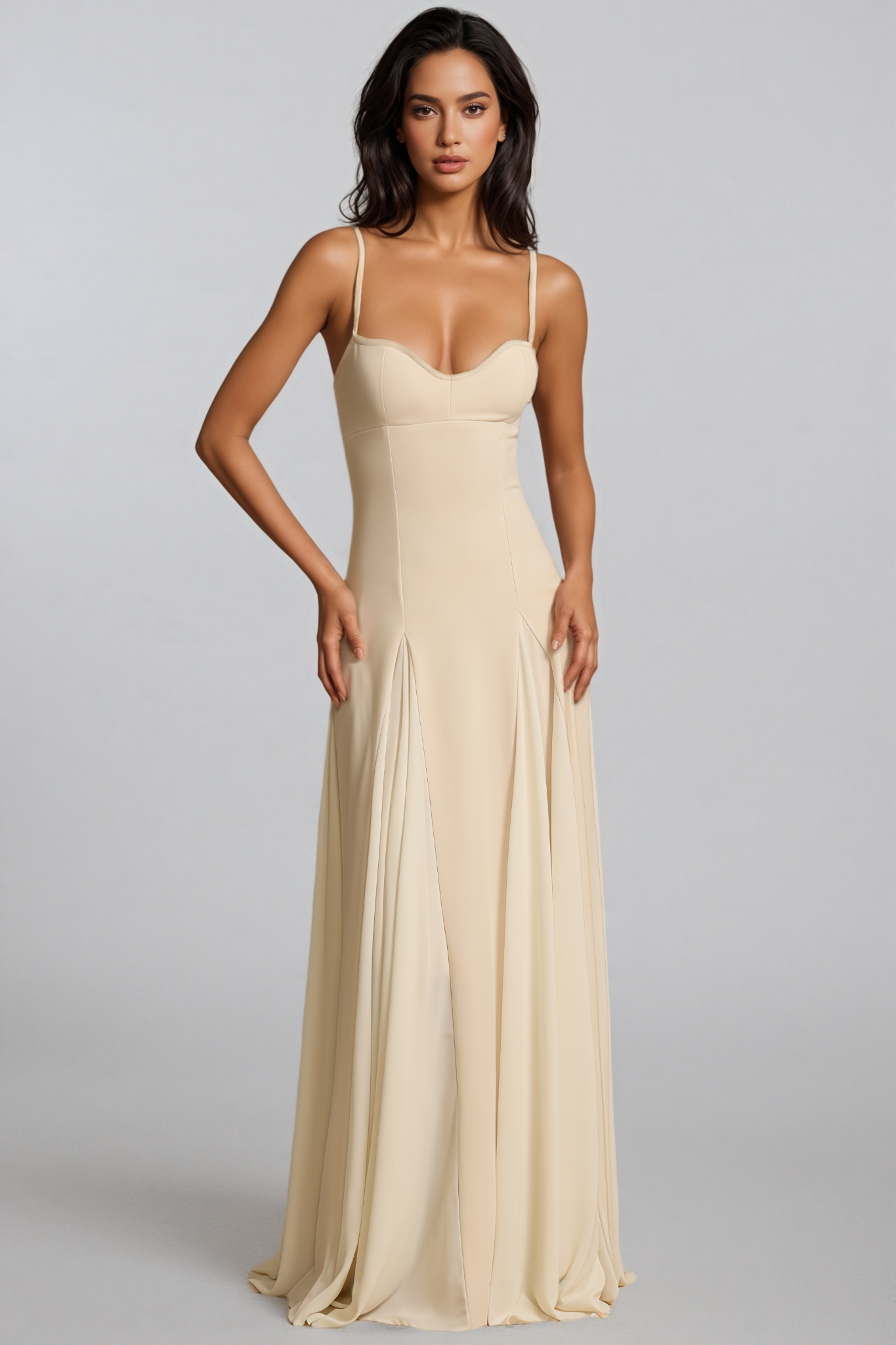 Caroline White Strap Maxi Dress