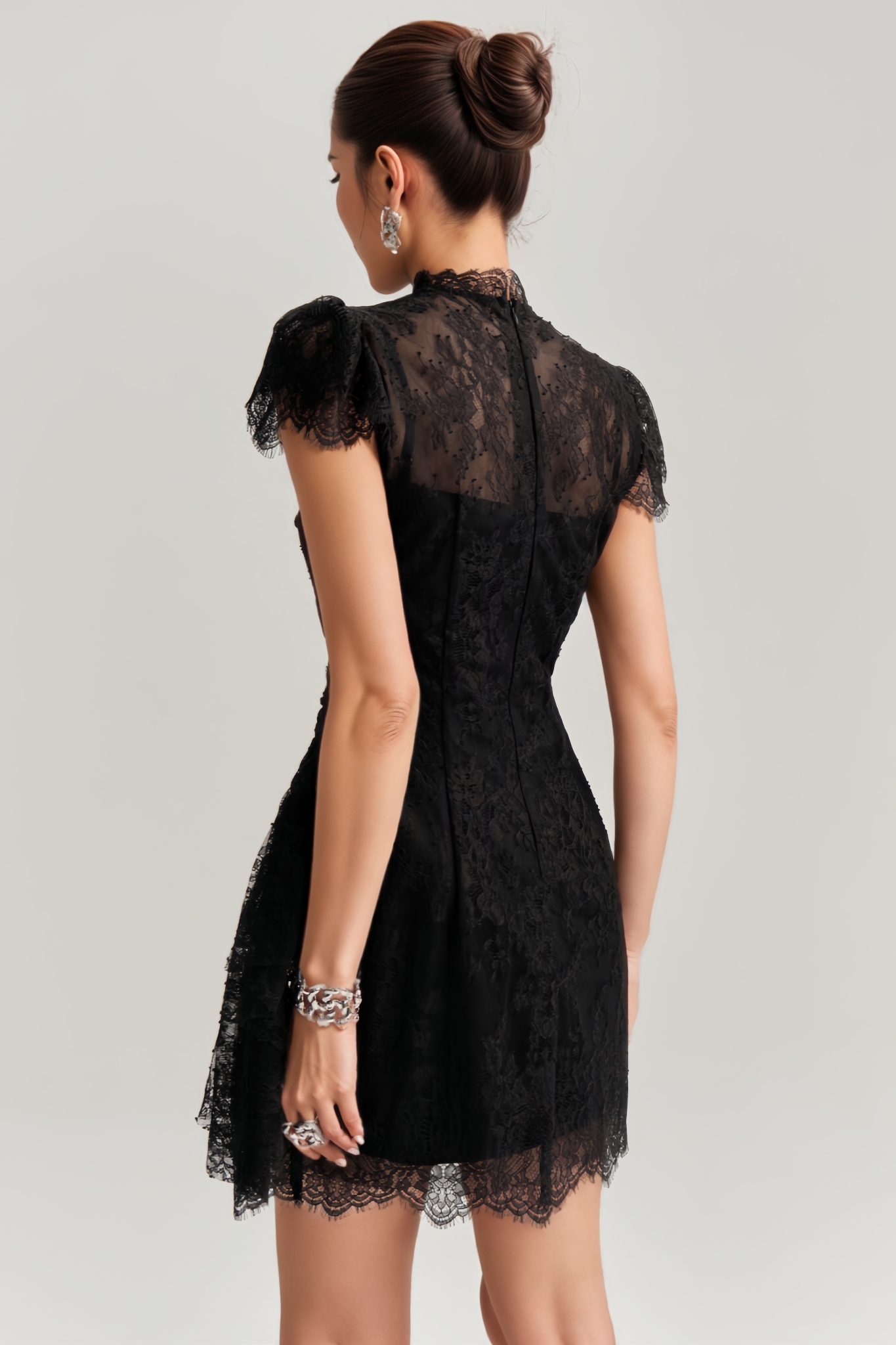 Watty Black Lace Mini Dress