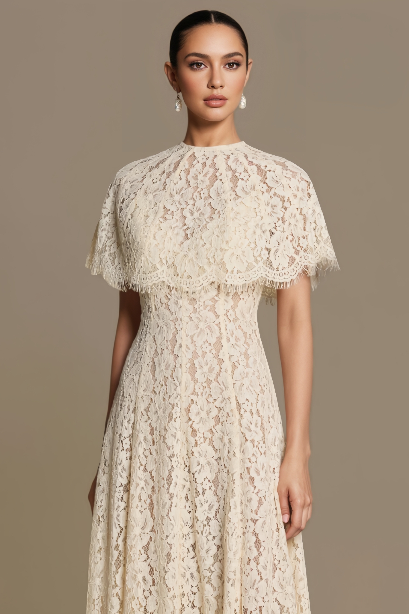 Uima White Halter Lace Maxi Dress