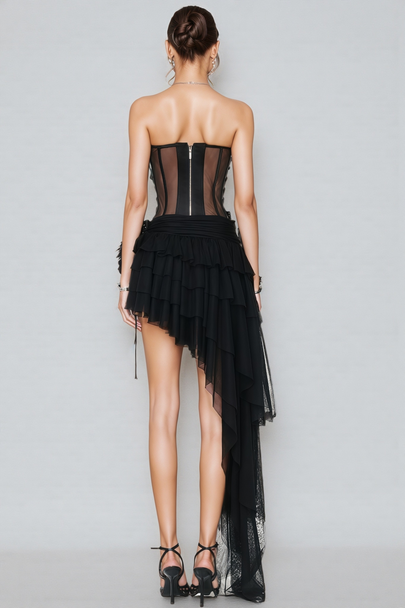 Wenrey Strapless Lace-Up Midi Dress Set