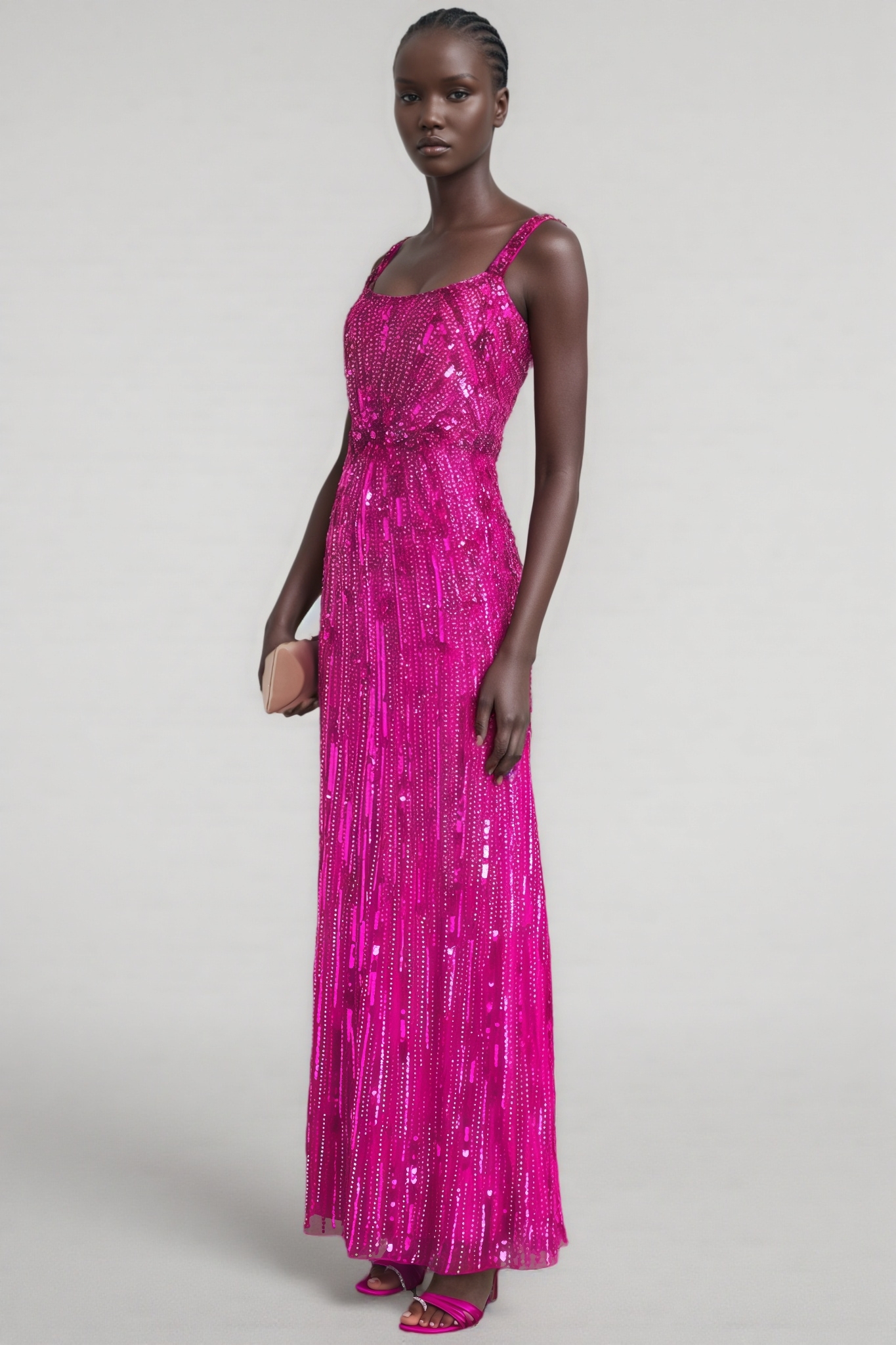 Willa Pink Sequin Embellished Maxi Dress