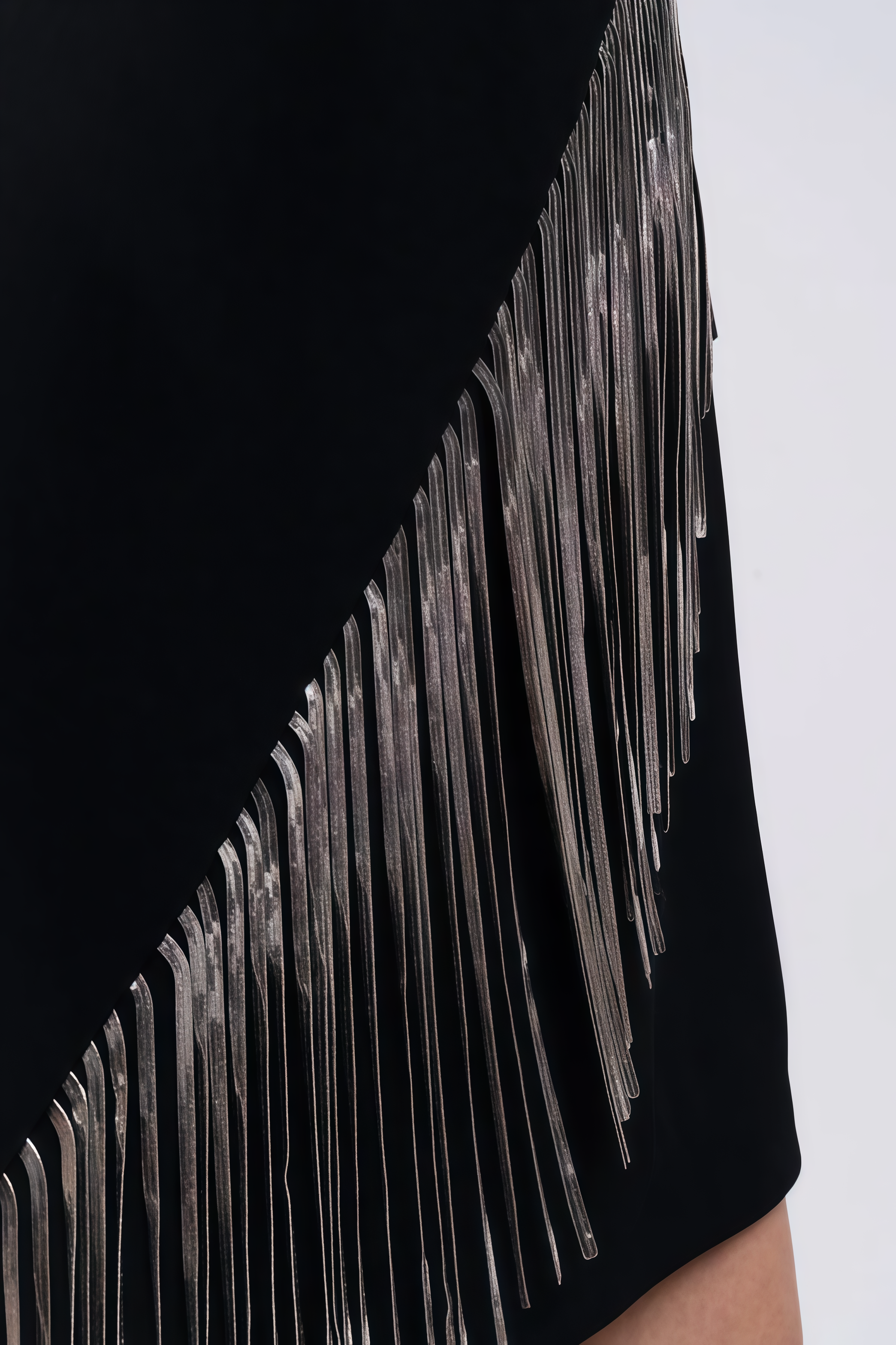 Blaned Black Bandage Fringe Rhinestone Chain Mini Dress