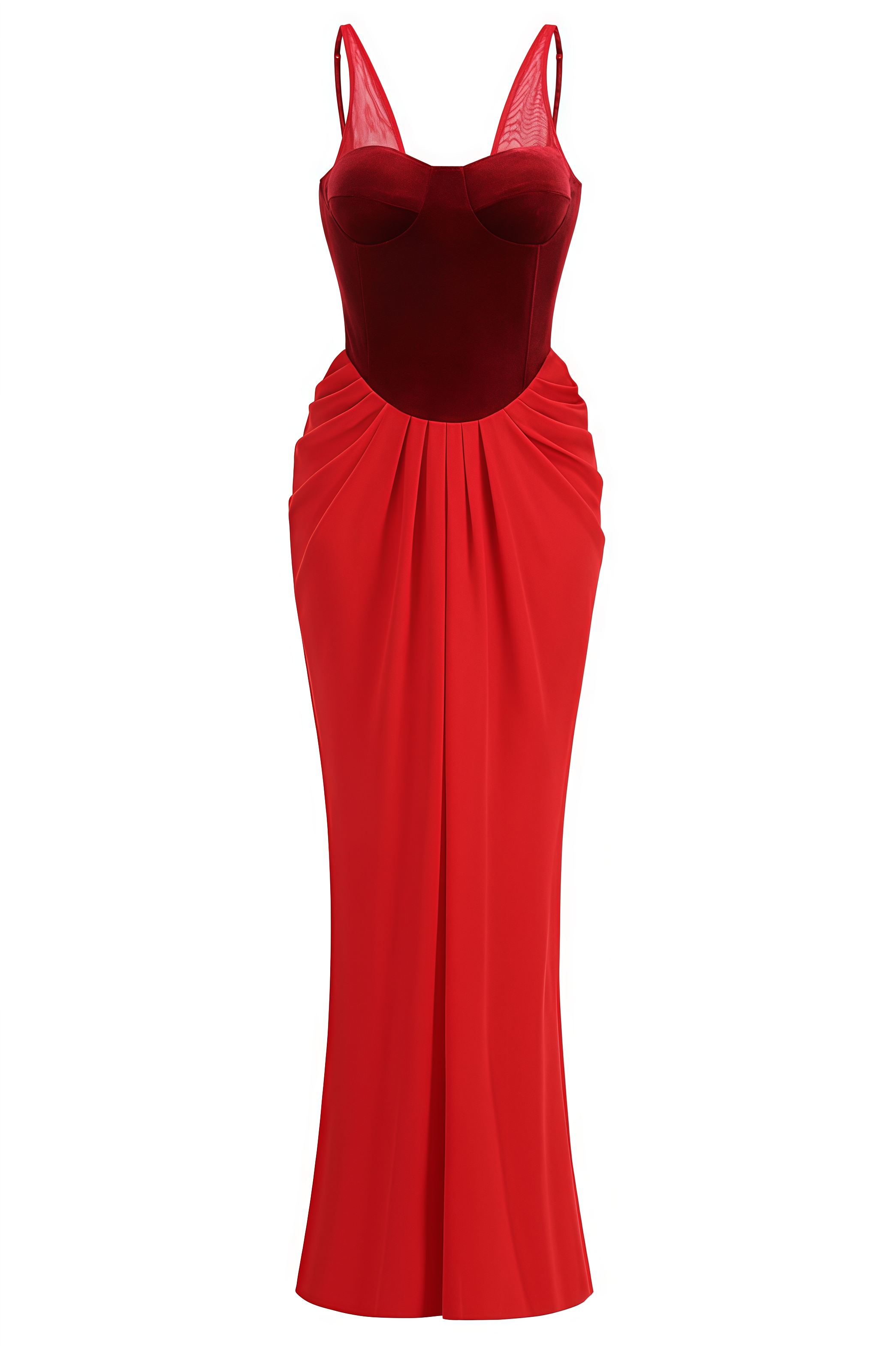 Elrik Red Velvet Corset Maxi Dress