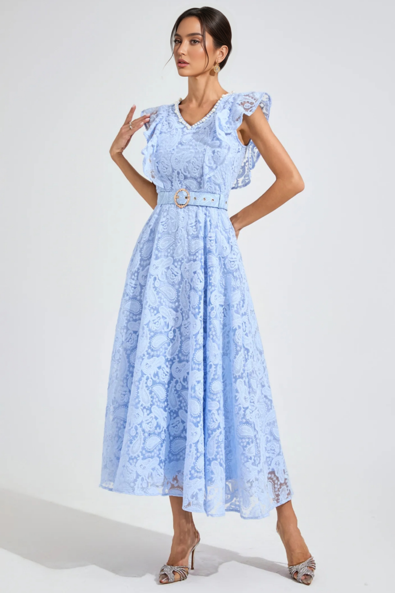 Barbara Sapphire Blue Wrap Midi Dress