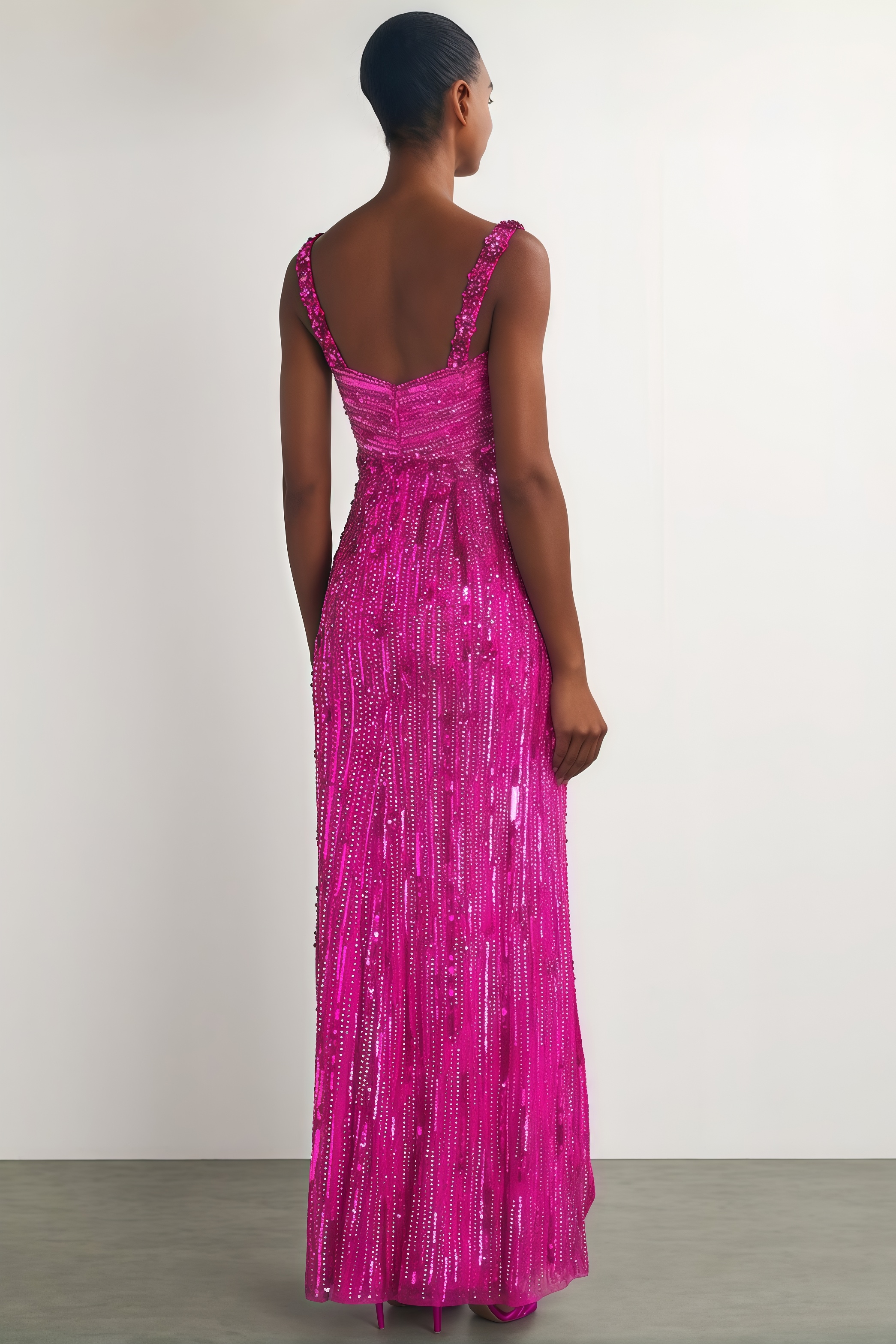 Willa Pink Sequin Embellished Maxi Dress
