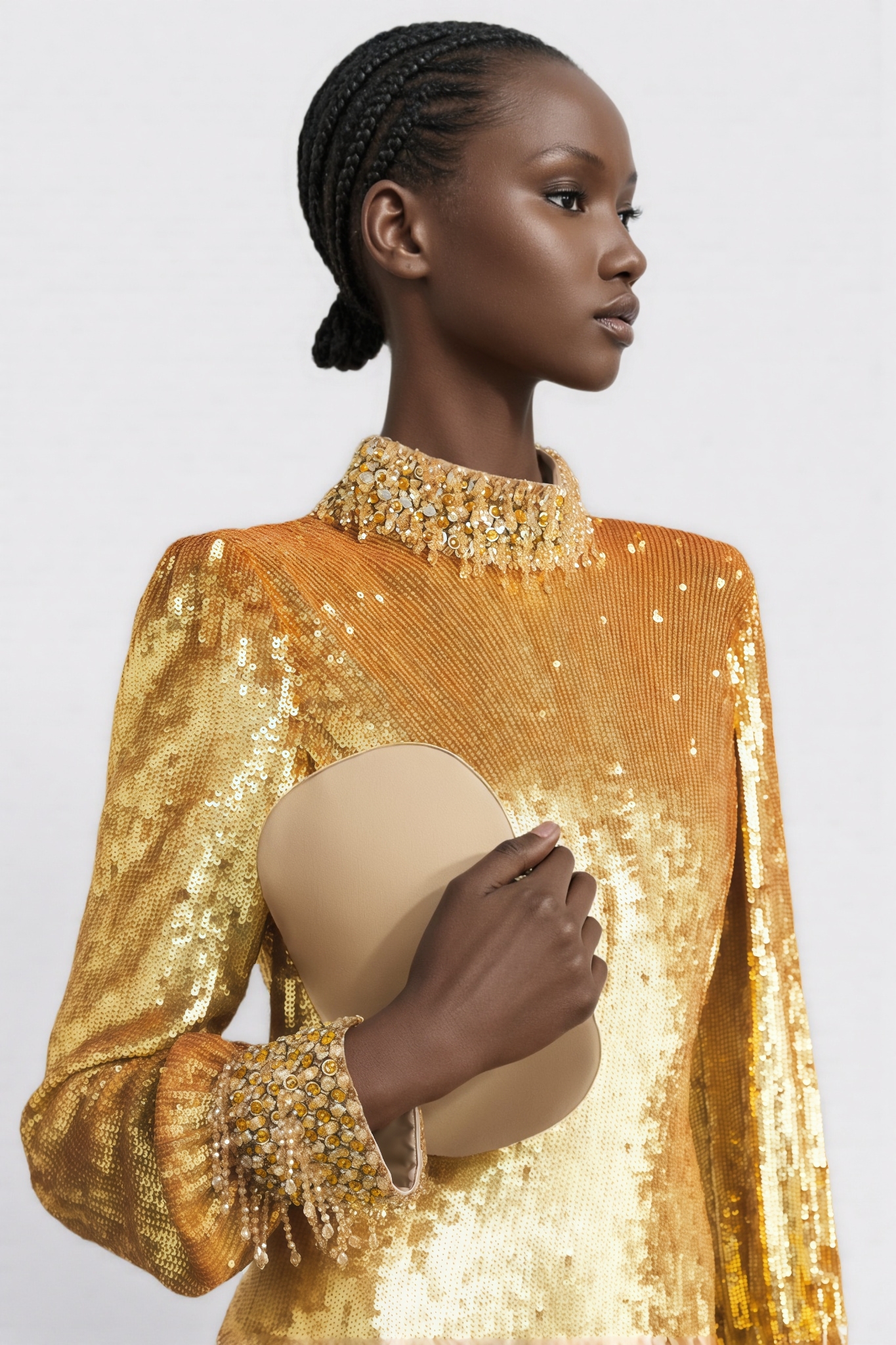 Hetty Gold Beaded Sequined Maxi Dres