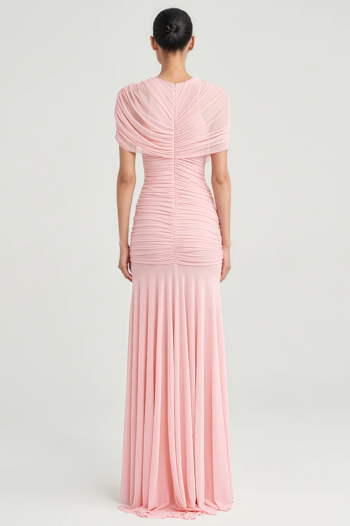 Tyrnse Pink One Shoulder Ruched Maxi Dress