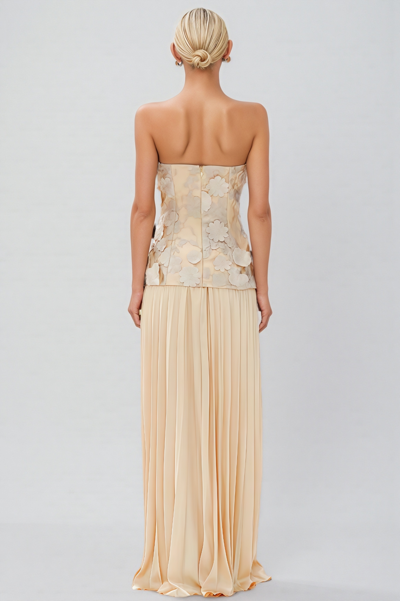 Minra Strapless 3D Floral Maxi Dress Set