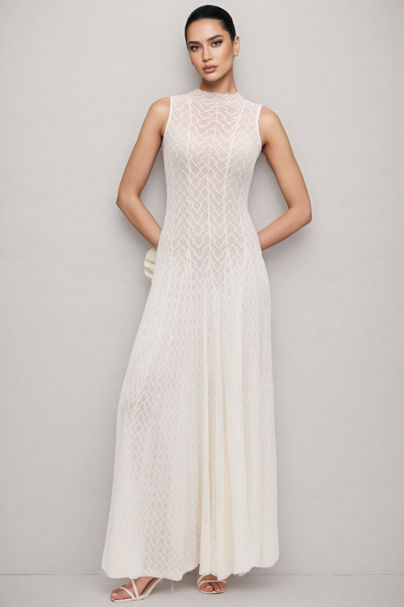 Lucas Solid Pointelle Sleeveless Maxi Dress