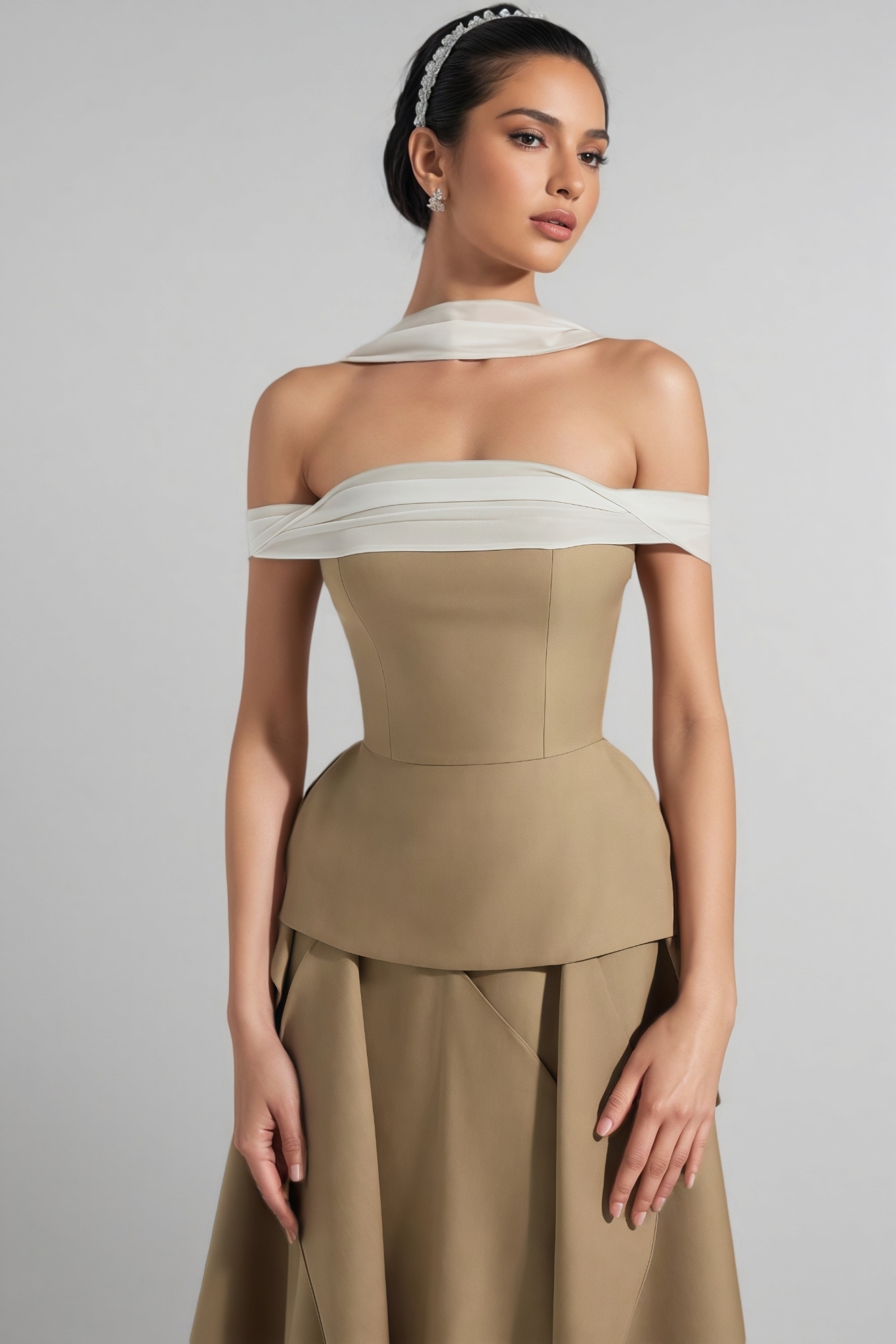 Bjorn Off Shoulder Asymmetric Midi Dress Set