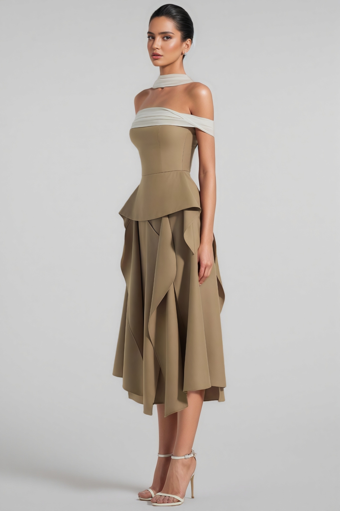 Bjorn Off Shoulder Asymmetric Midi Dress Set