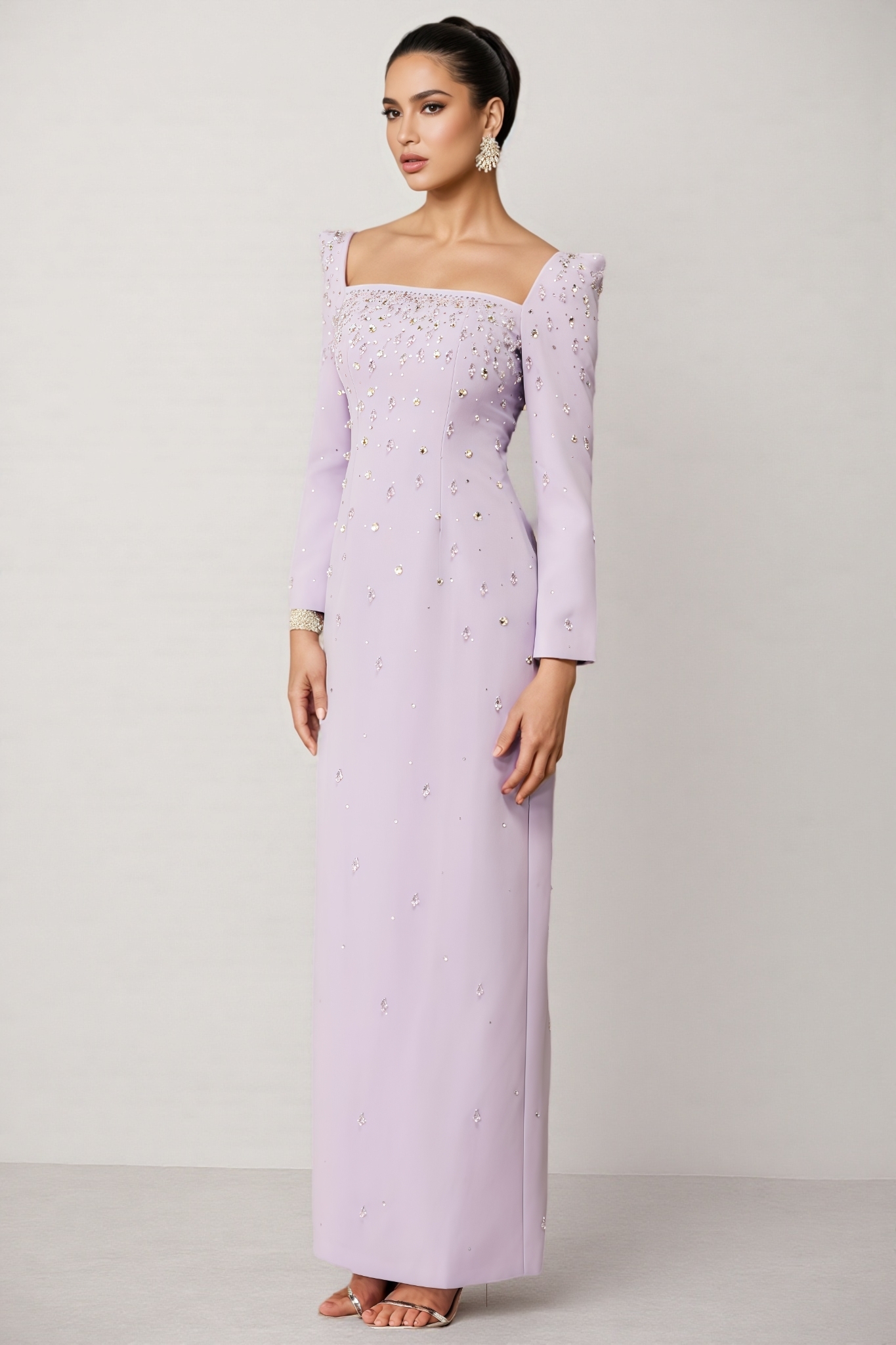 Payne Crystal Embellished Square Neck Maxi Dress