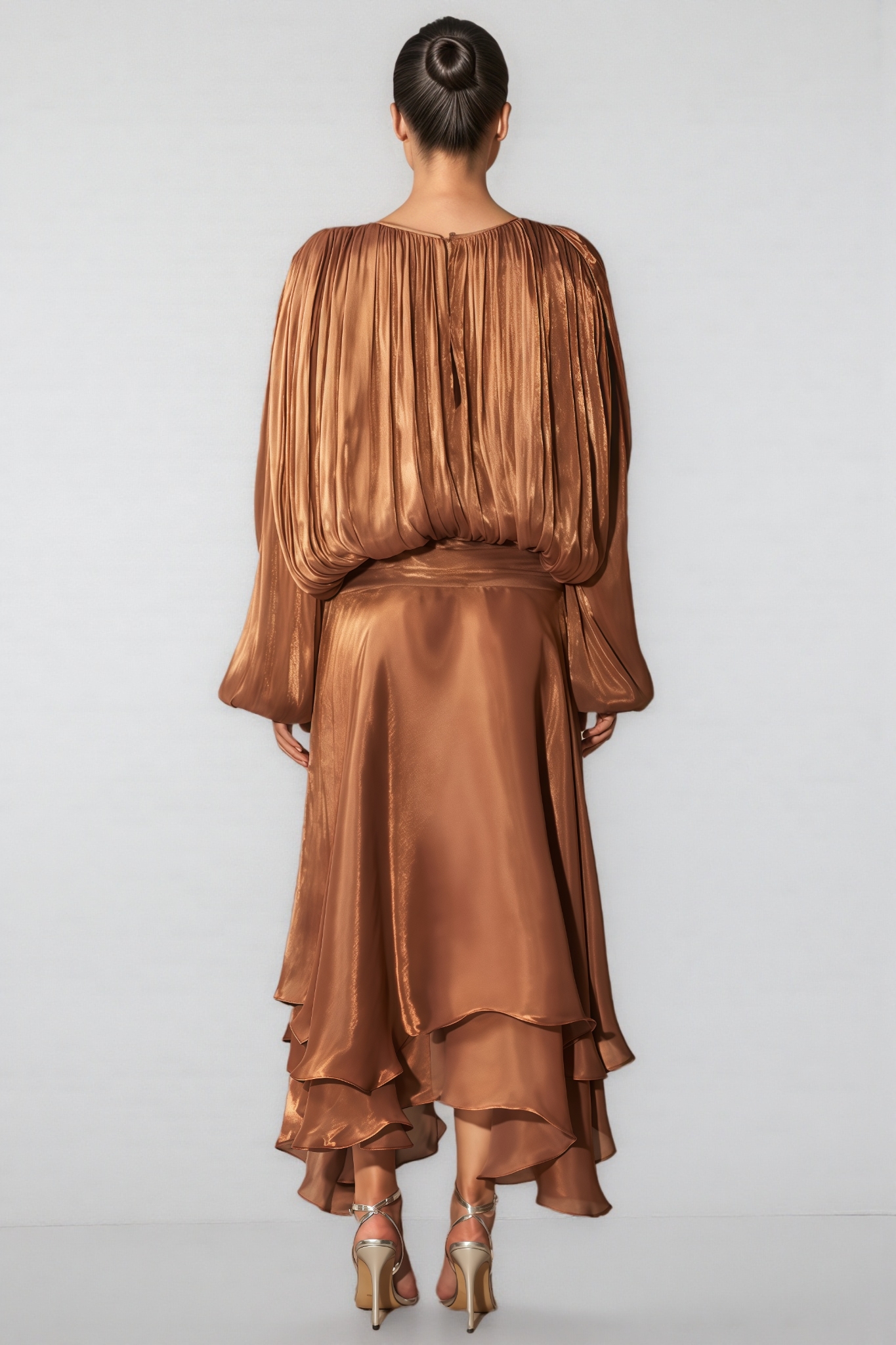 Leona Long Sleeve Ruffled Hem Midi Dress