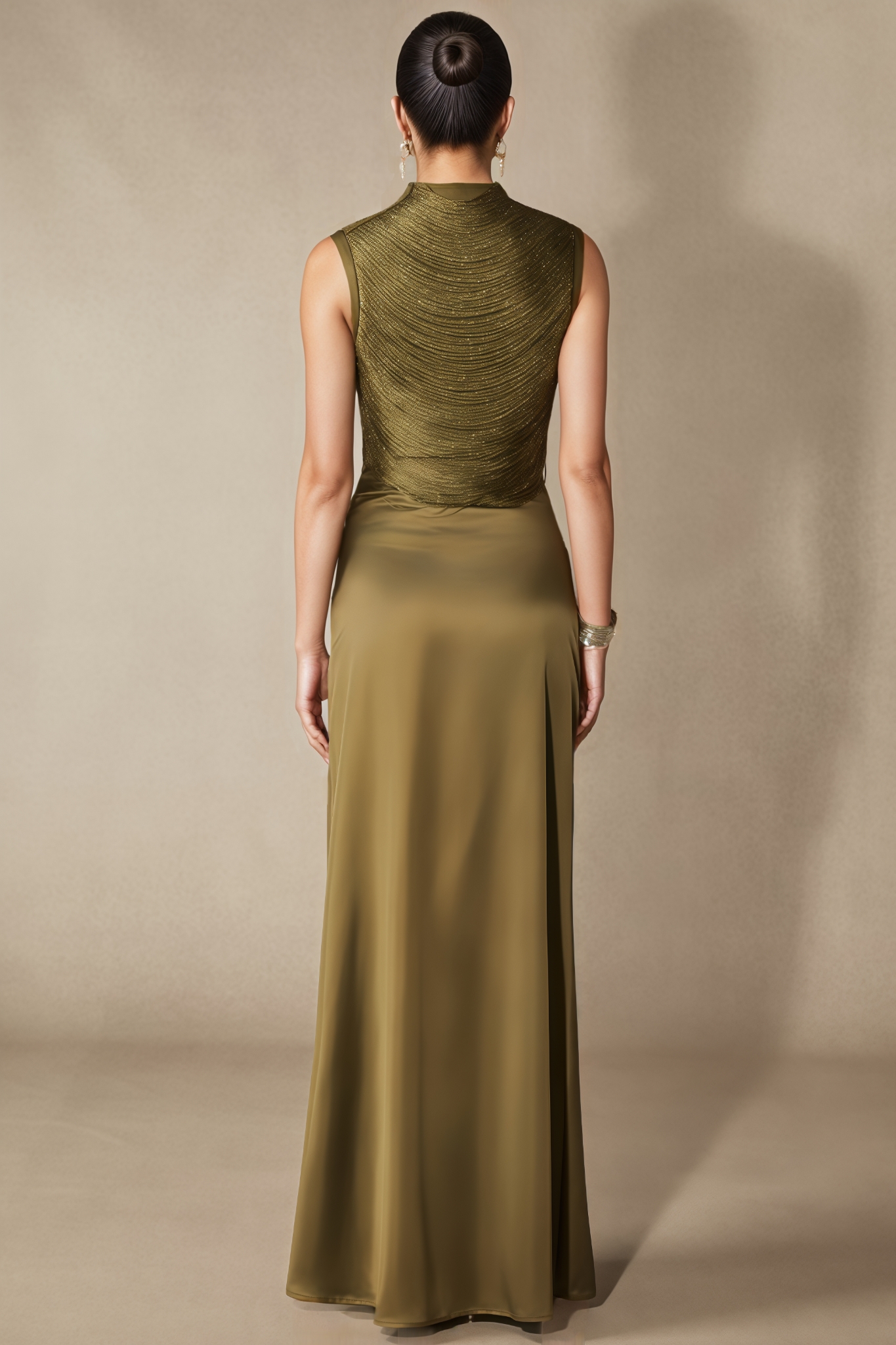 Fayie Sleeveless Beaded Crop Top Maxi Dress Set