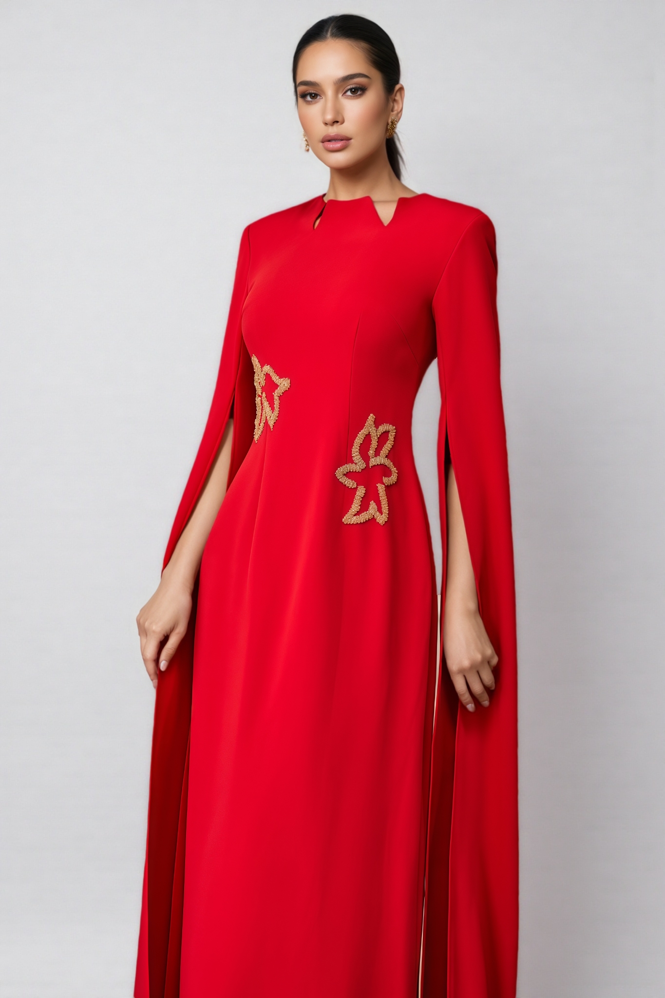 Marleigh Cape Sleeve Embellished Maxi Dress