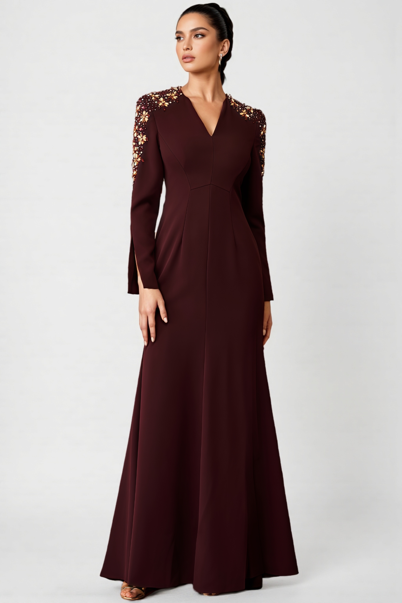 Elva Embellished V-Neck Maxi Dress