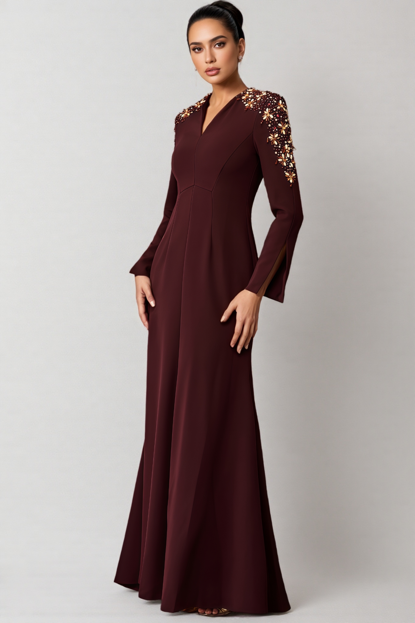 Elva Embellished V-Neck Maxi Dress