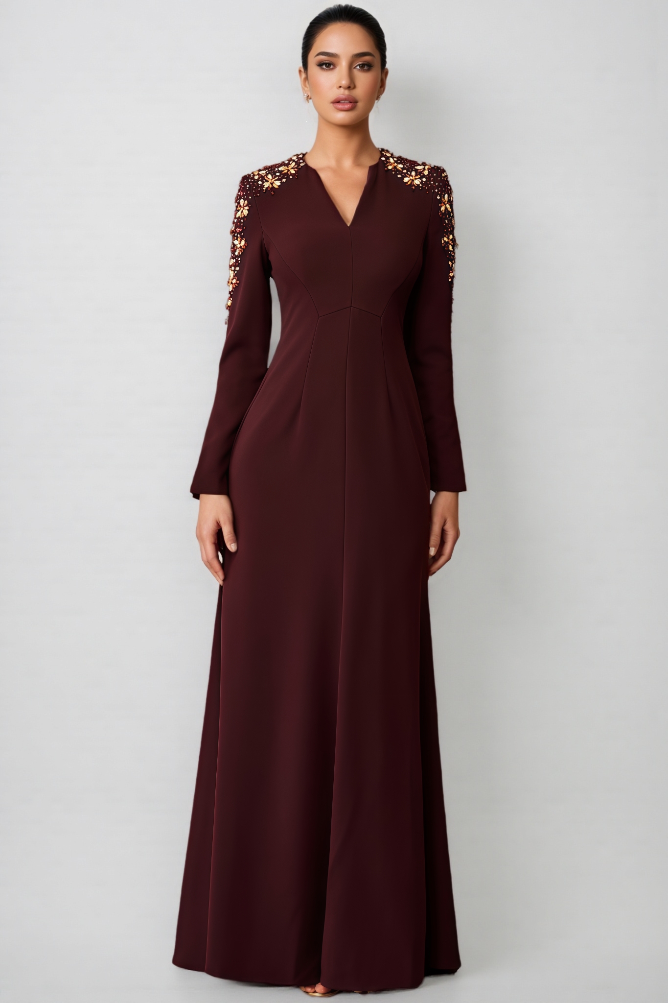 Elva Embellished V-Neck Maxi Dress