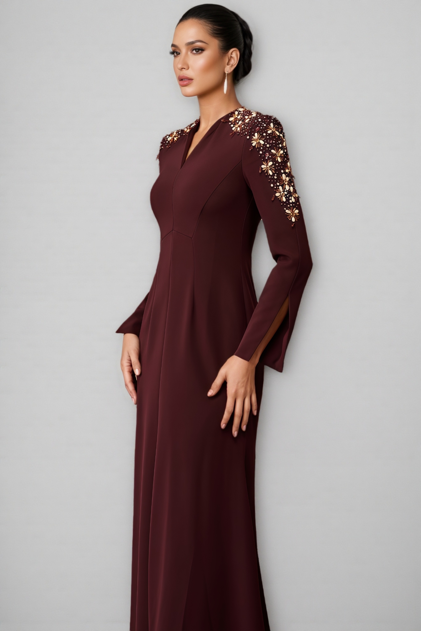 Elva Embellished V-Neck Maxi Dress