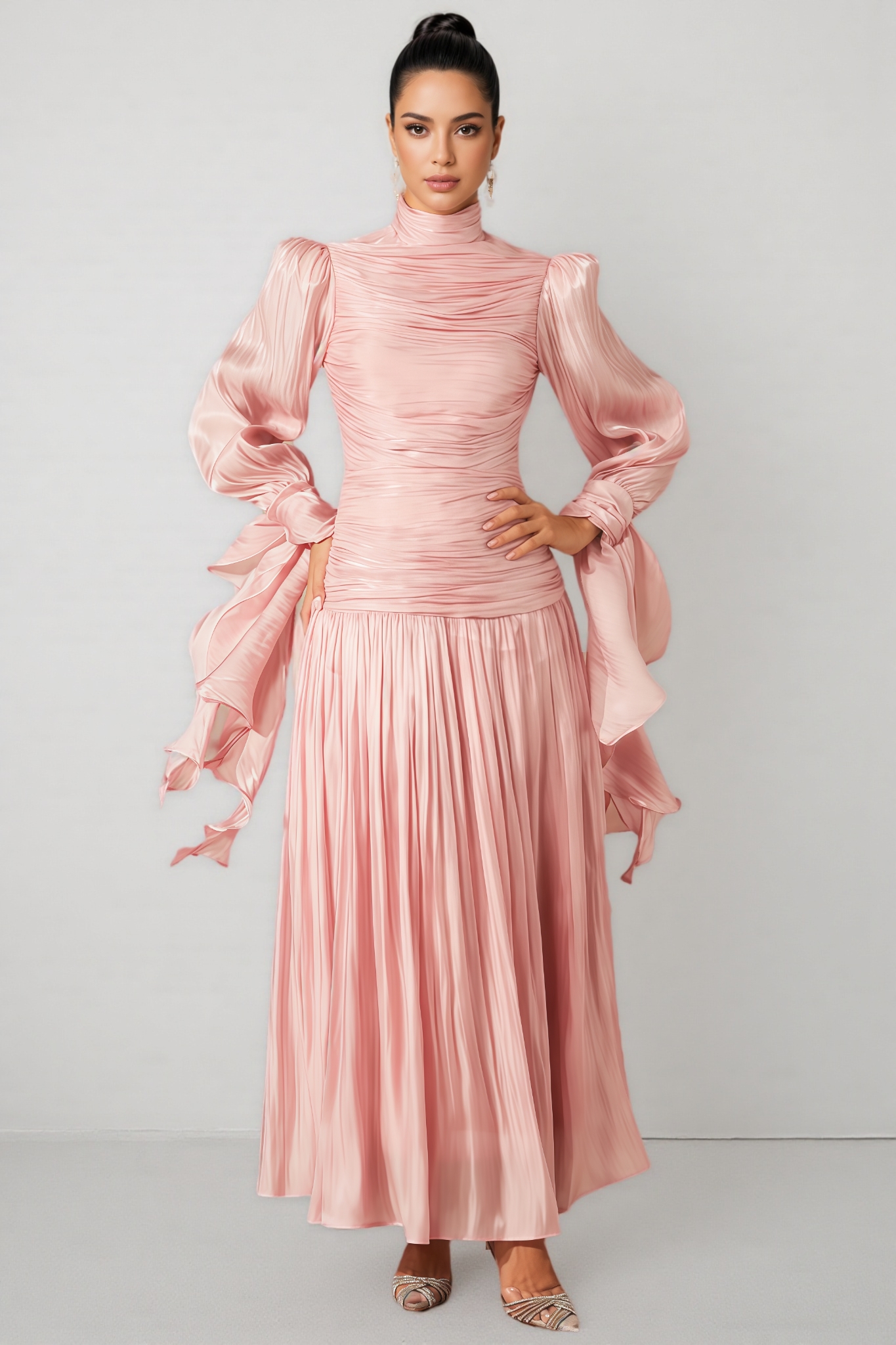 Vlada Puff Sleeve Ruched Bodice Maxi Dress