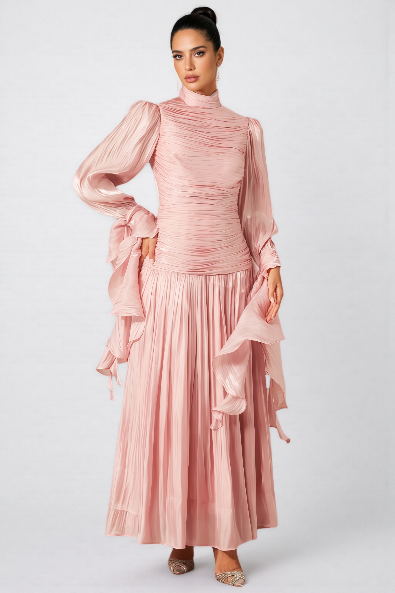 Vlada Puff Sleeve Ruched Bodice Maxi Dress