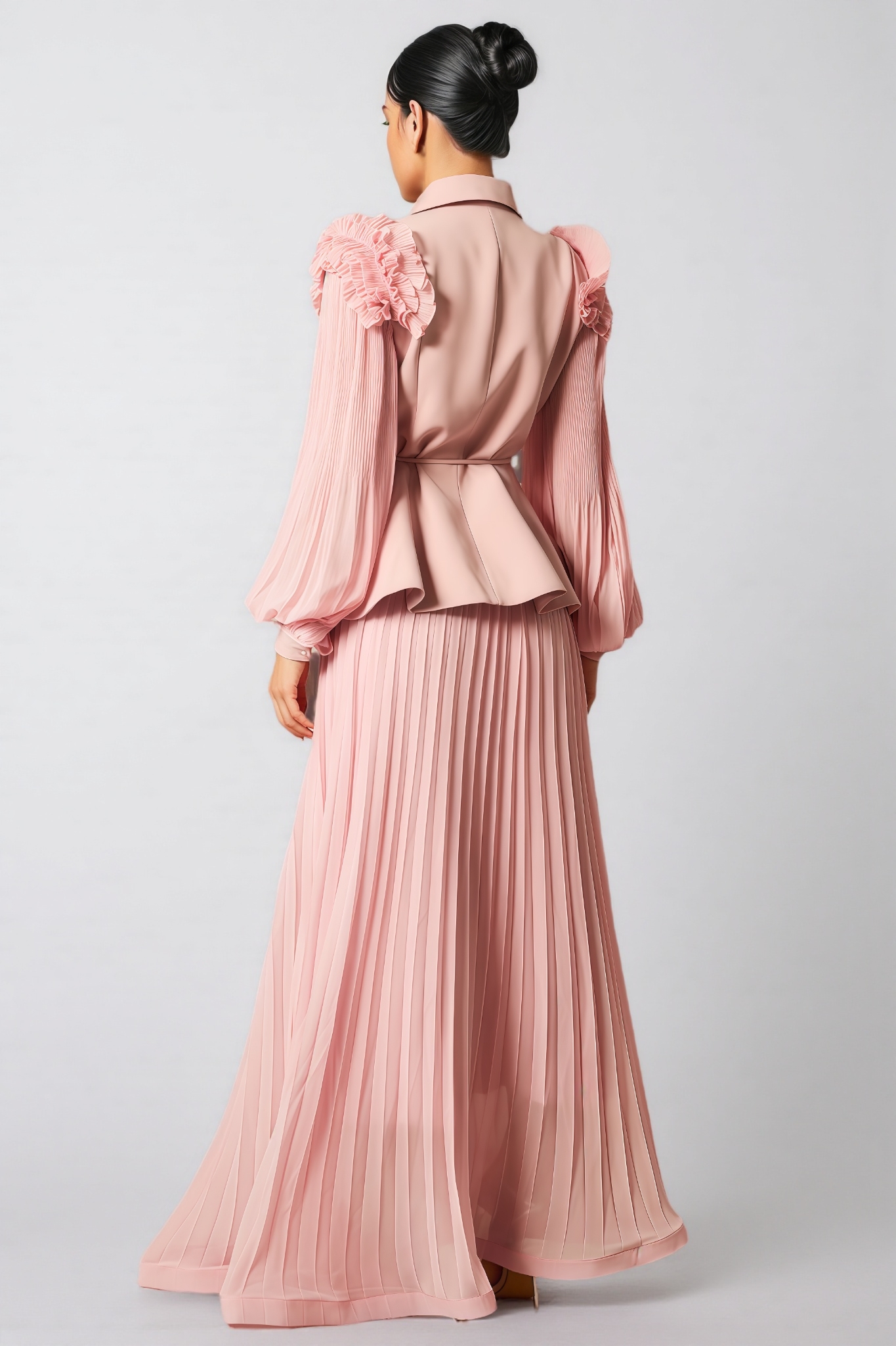 Sorel Double Breasted Pleated Maxi Dress Set