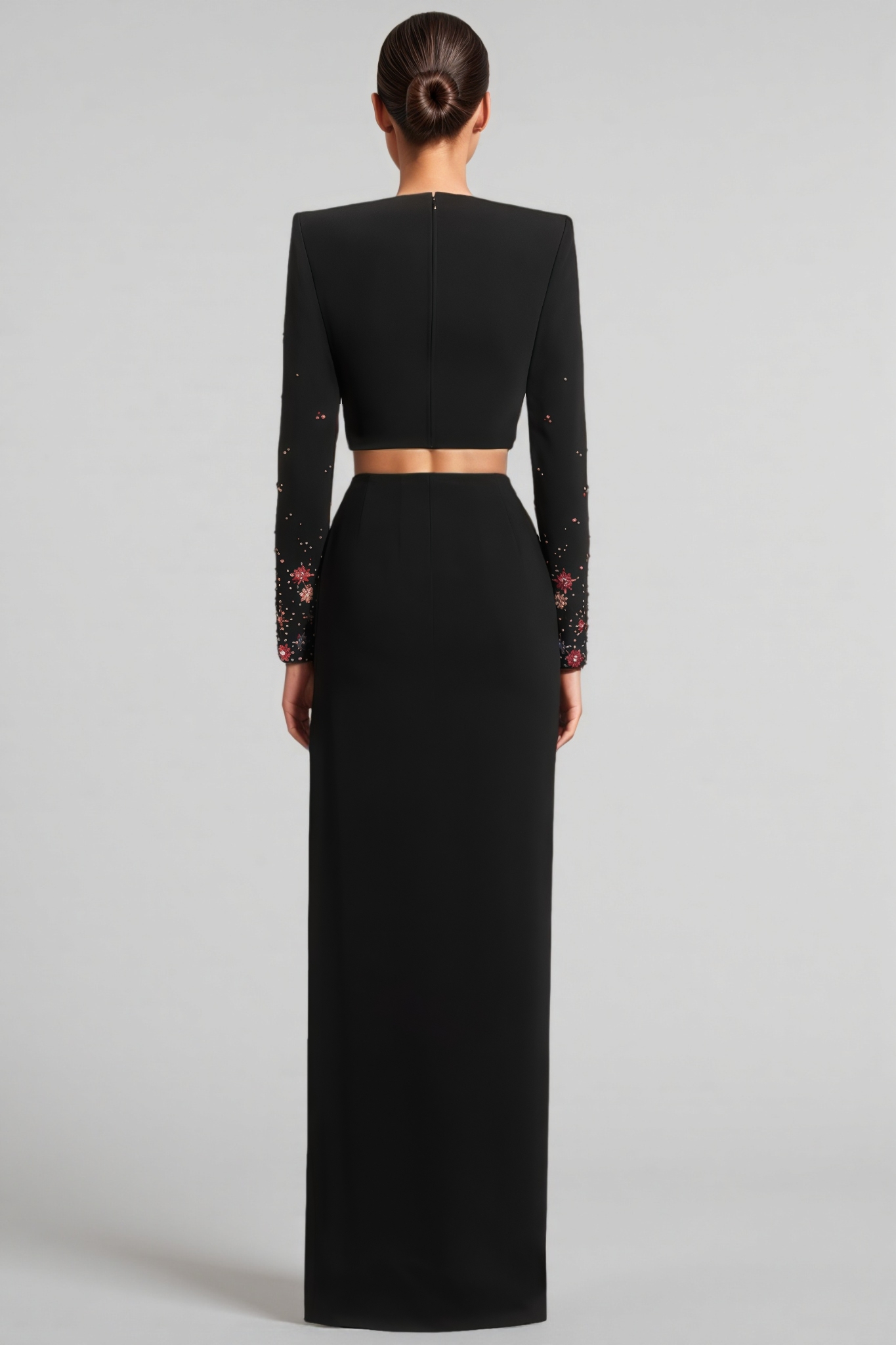 Keirt Black Rhinestone Stud Maxi Dress Set