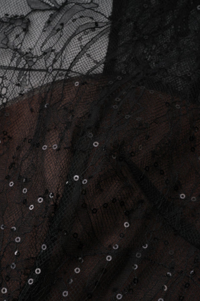Maledy Black Sequin Lace Maxi Dress