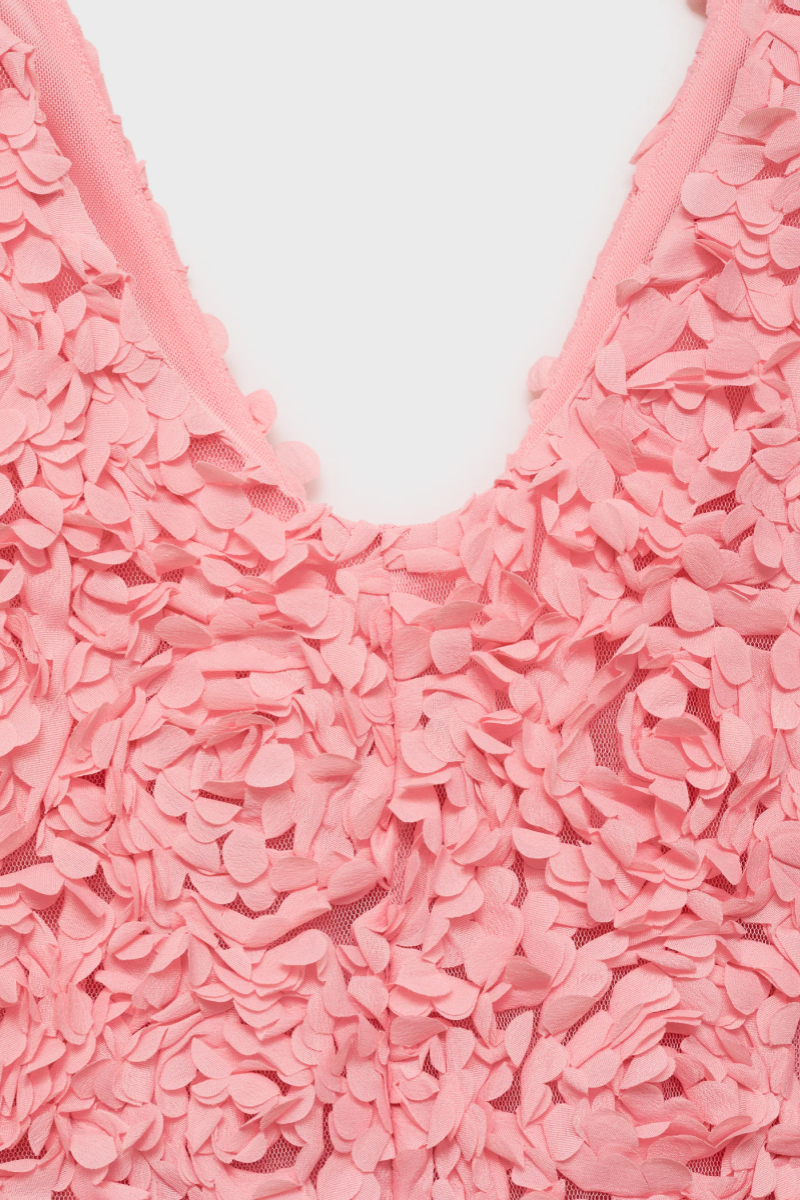 Sagona Pink 3D Floral Midi Dress