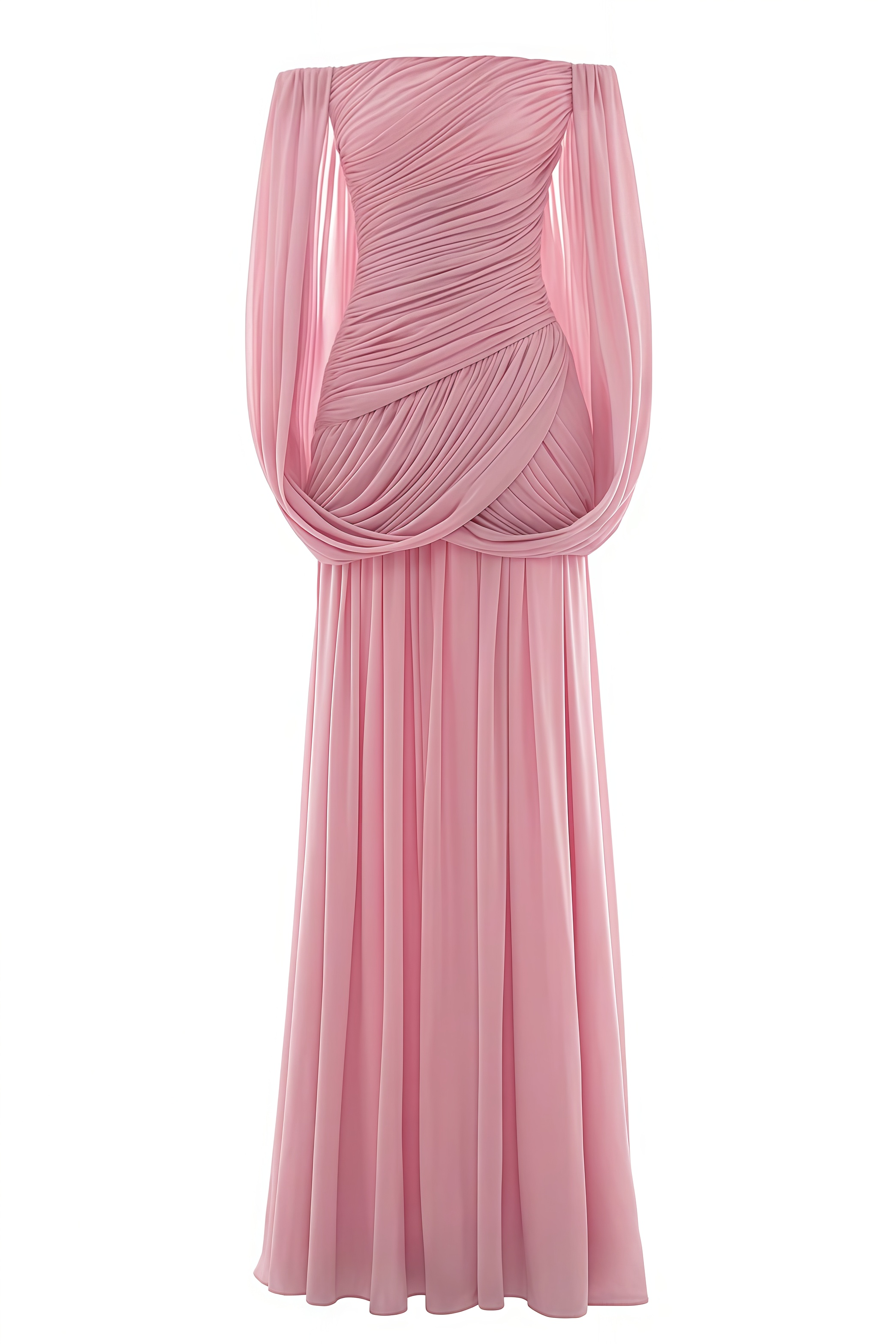 Sylme Pink Off Shoulder Ruched Maxi Dress