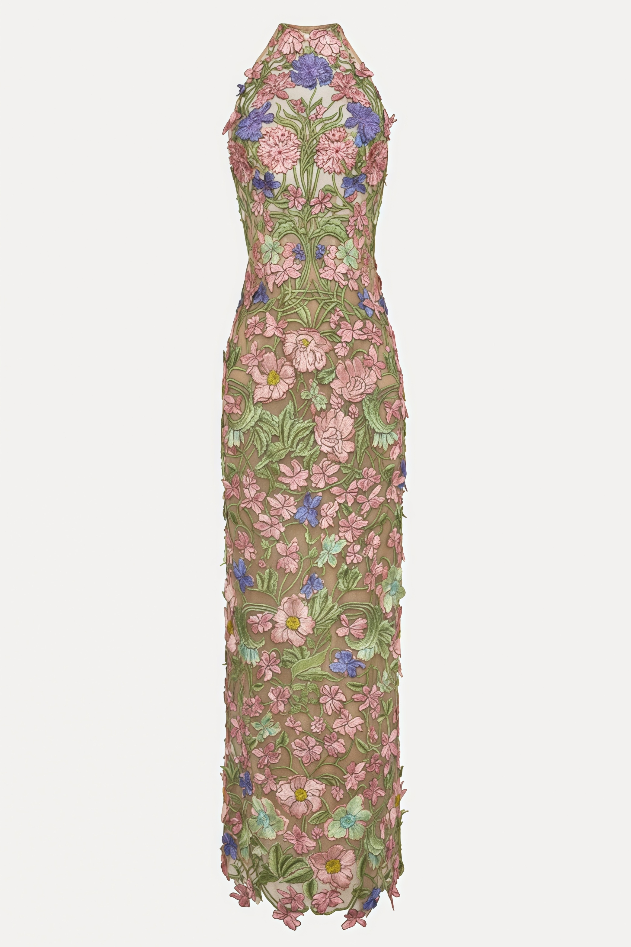 Kantin Halter Neck 3D Flower Maxi Dress