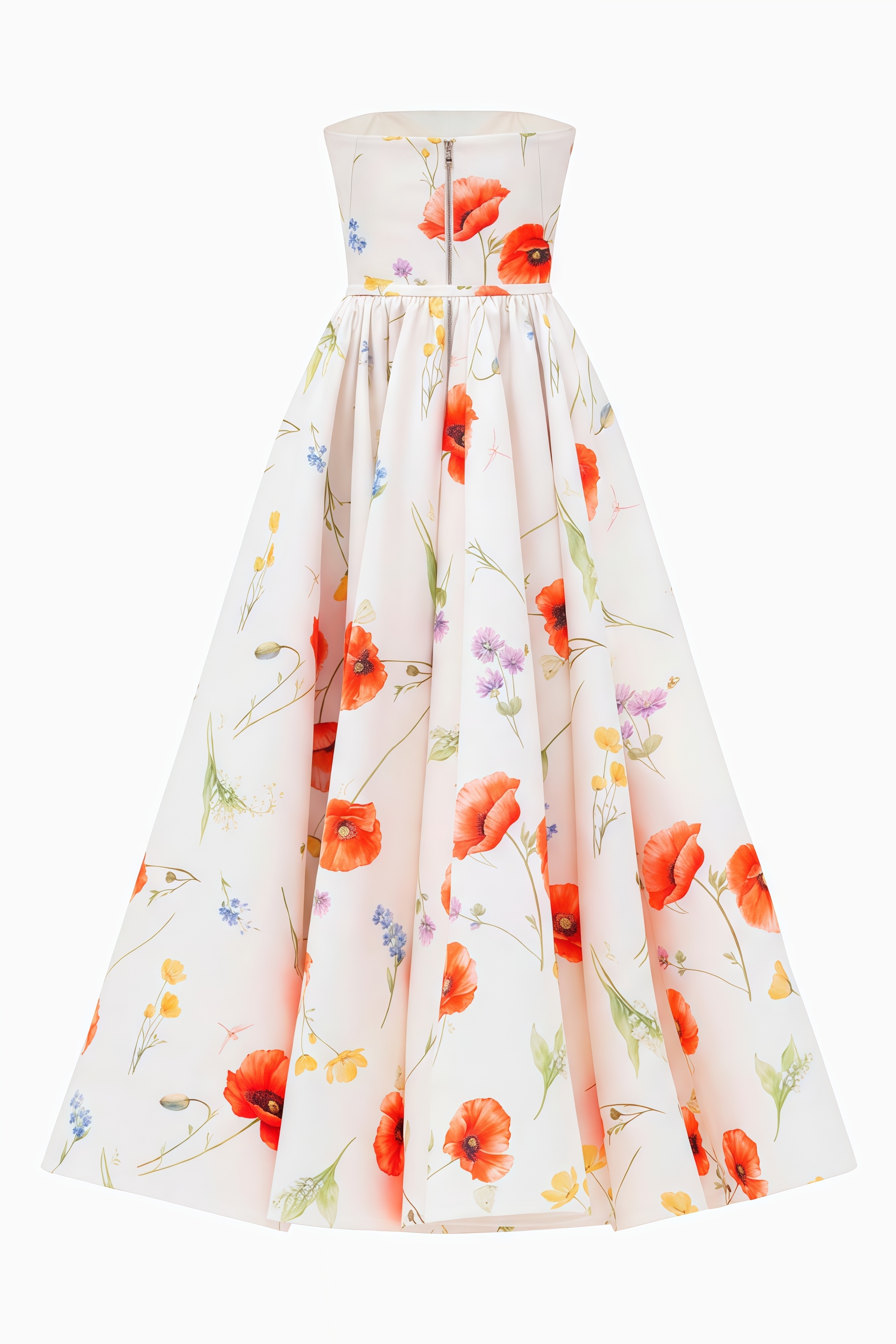 Yloane Strapless Floral Midi Dress