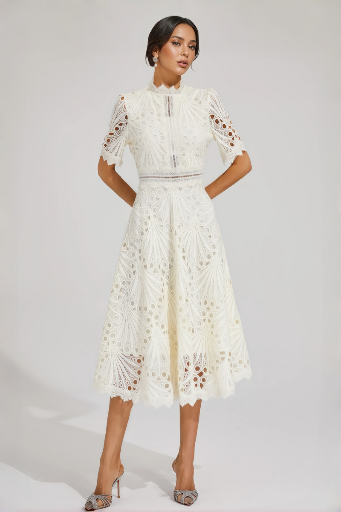 Debors White Cut Out Midi Dress