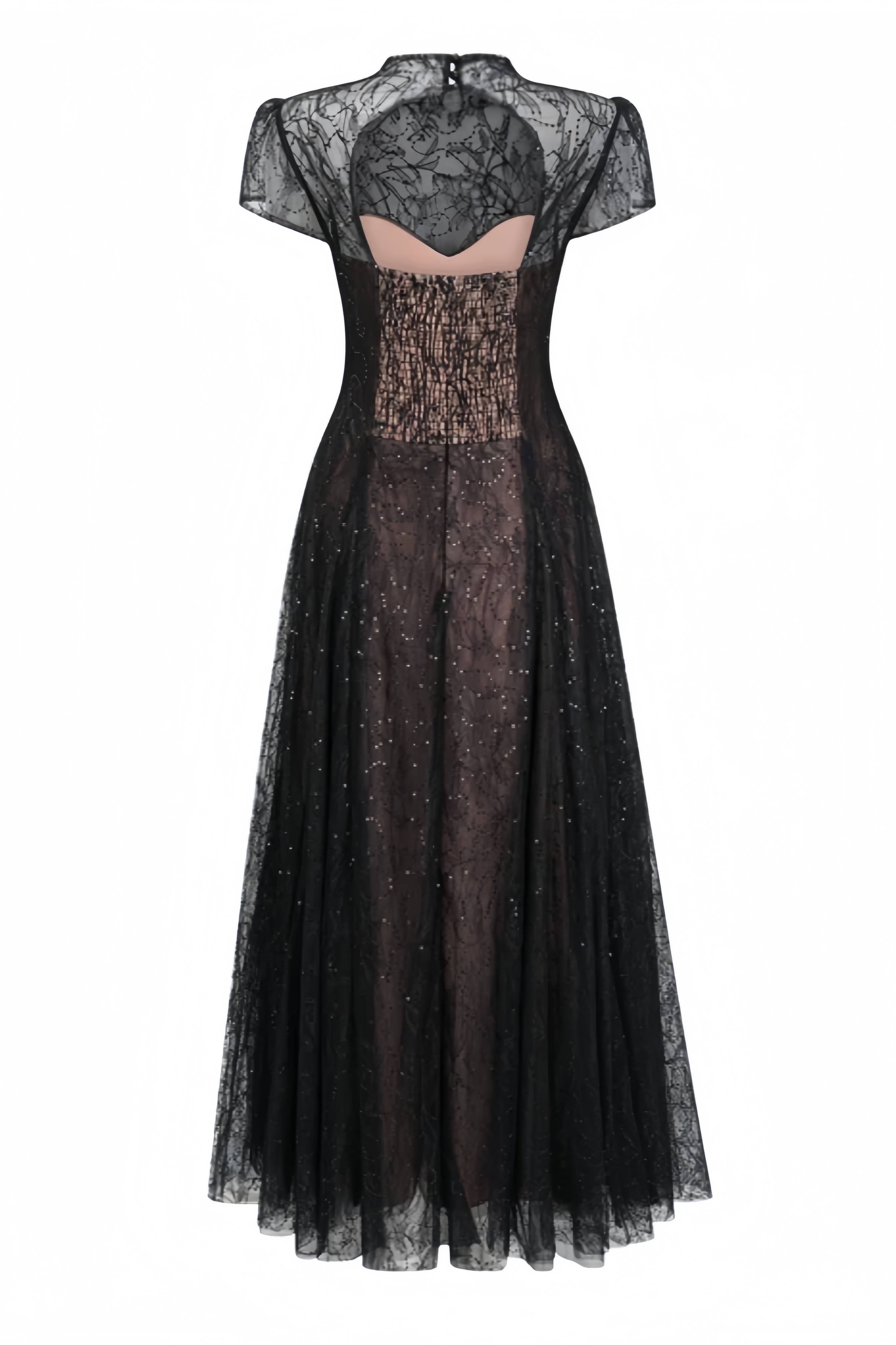 Maledy Black Sequin Lace Maxi Dress