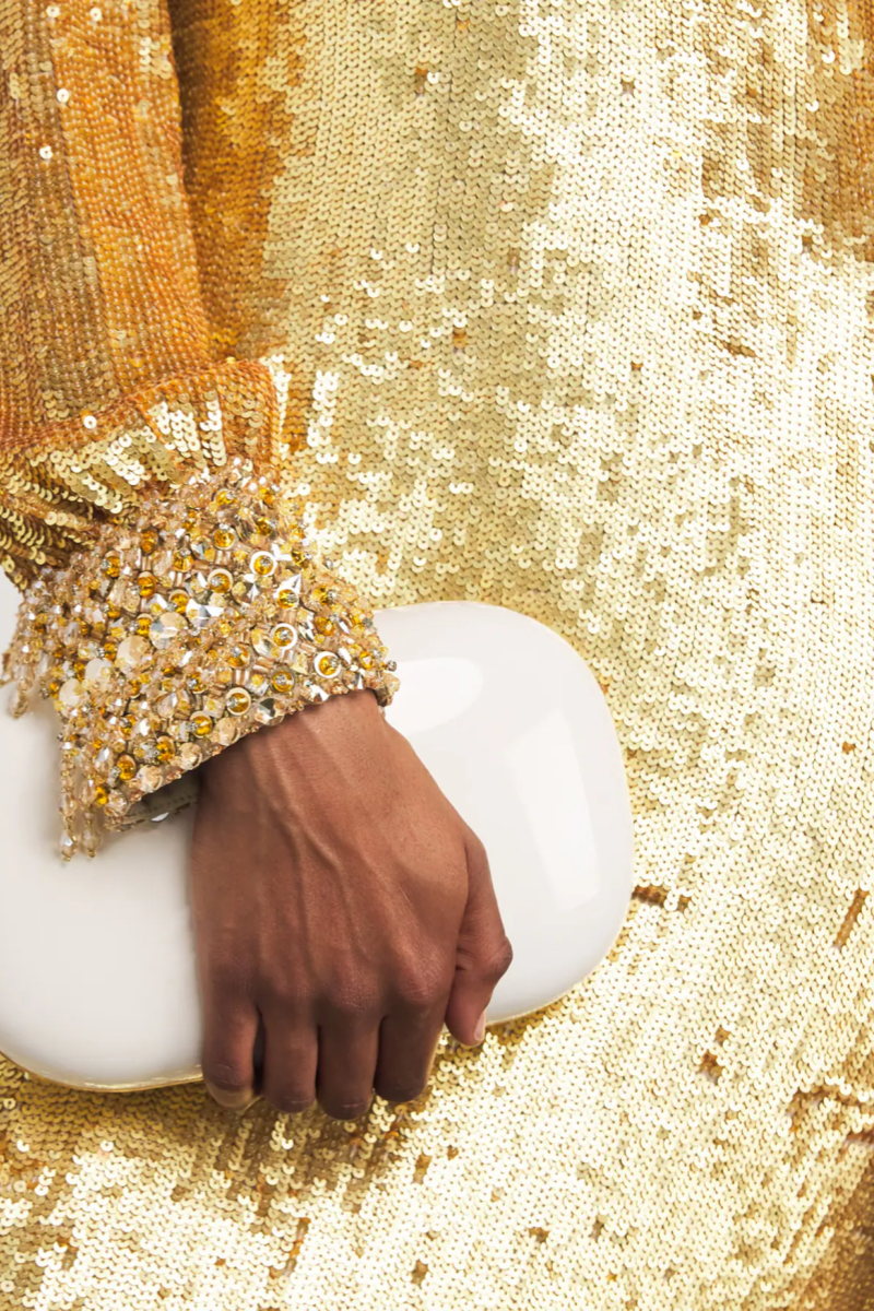 Hetty Gold Beaded Sequined Maxi Dres