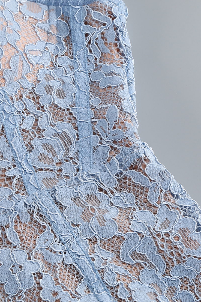Frenkt Blue Lace Halter Maxi Dress