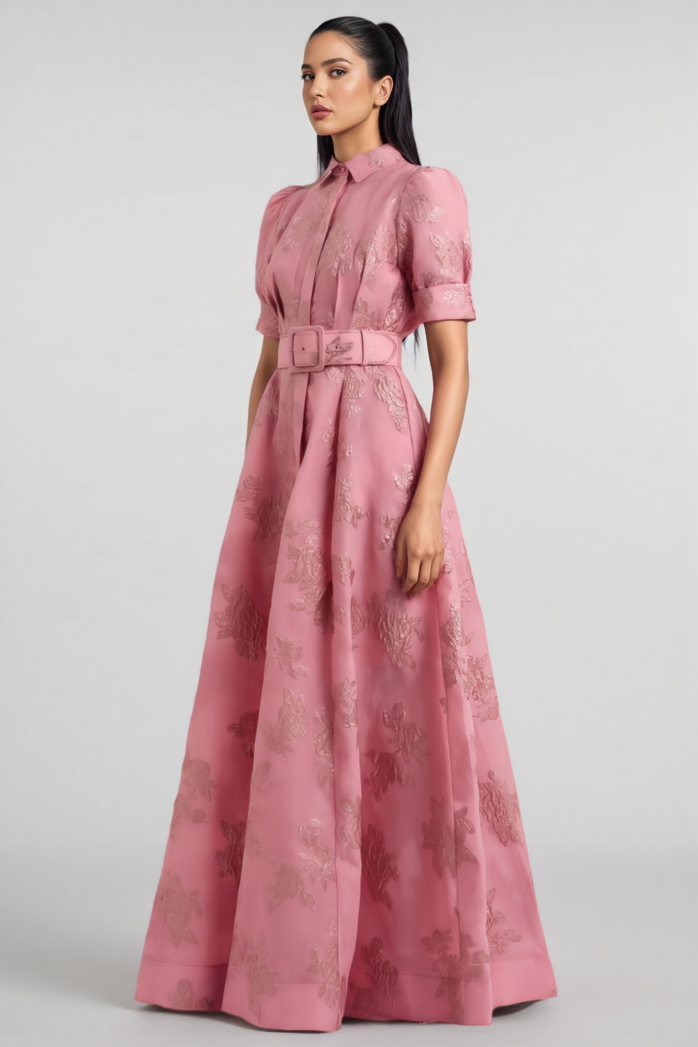 Halia Printed Belted Maxi Dress