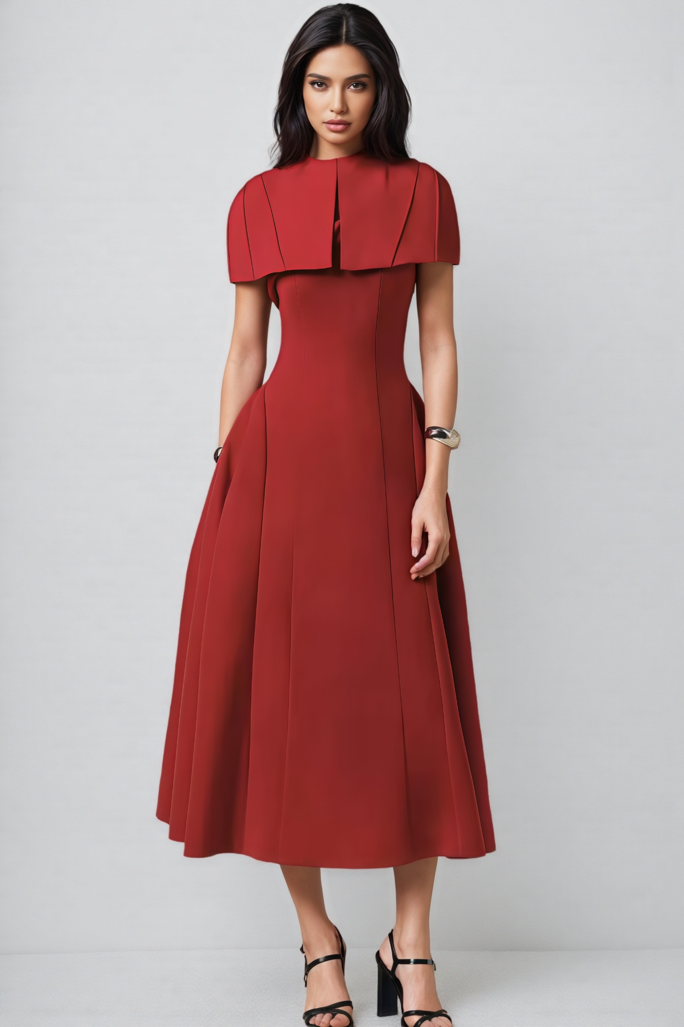 Teresa Red Sleeveless Woven Maxi Dress Set