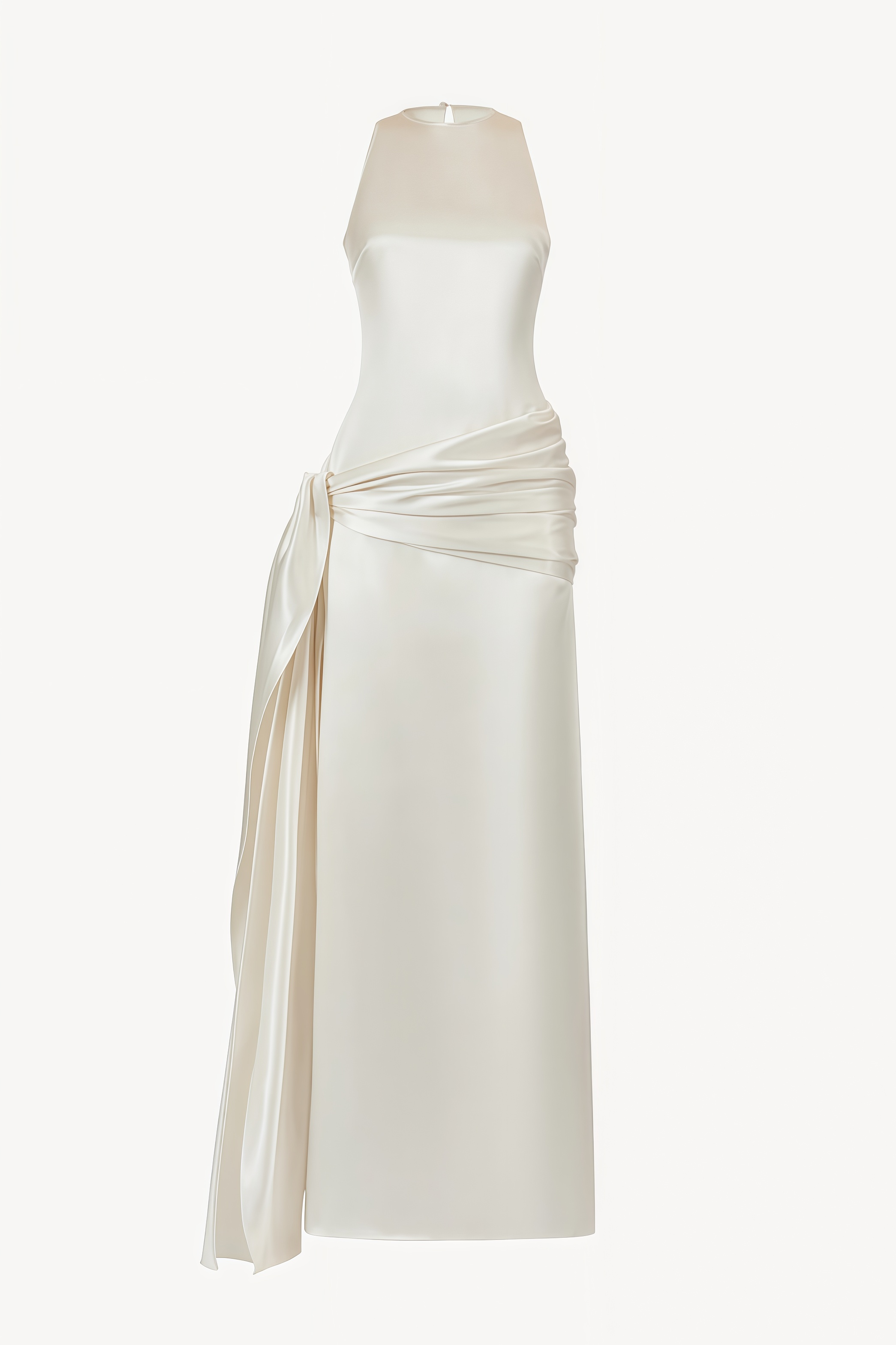 Octise White Halter Neck Backless Maxi Dress