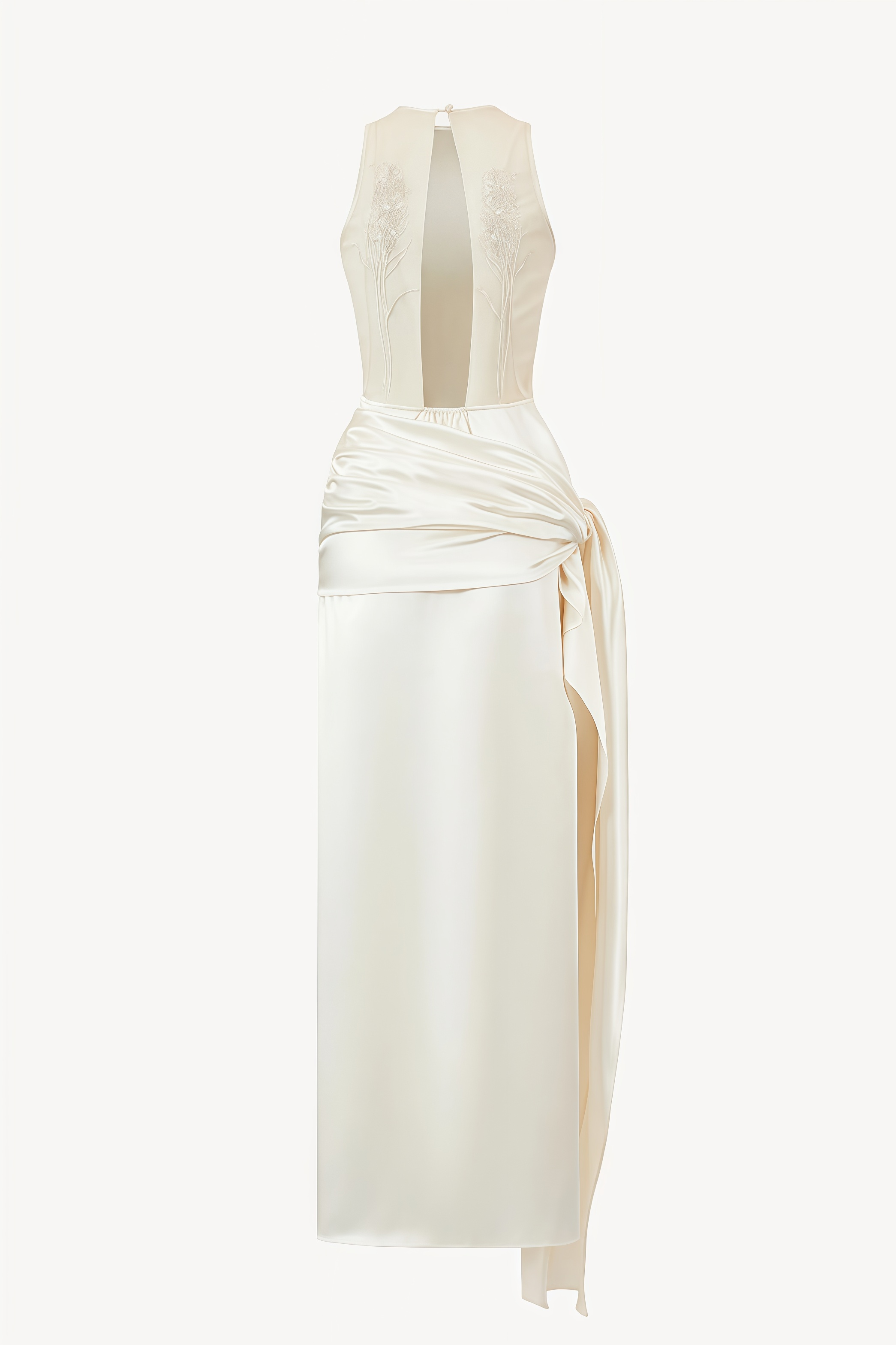 Octise White Halter Neck Backless Maxi Dress