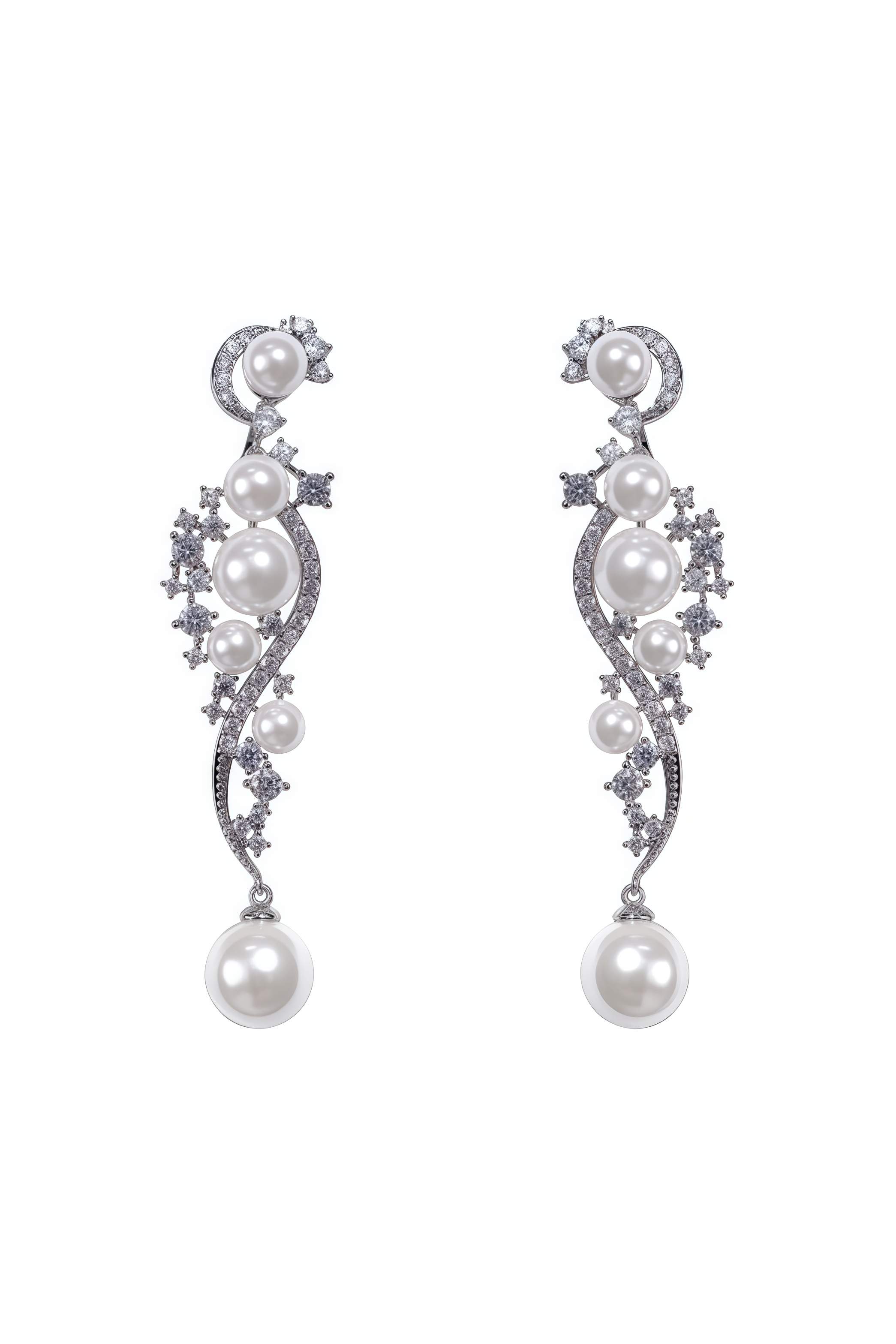 Nodahy Pearl Geometry Diamond Earrings