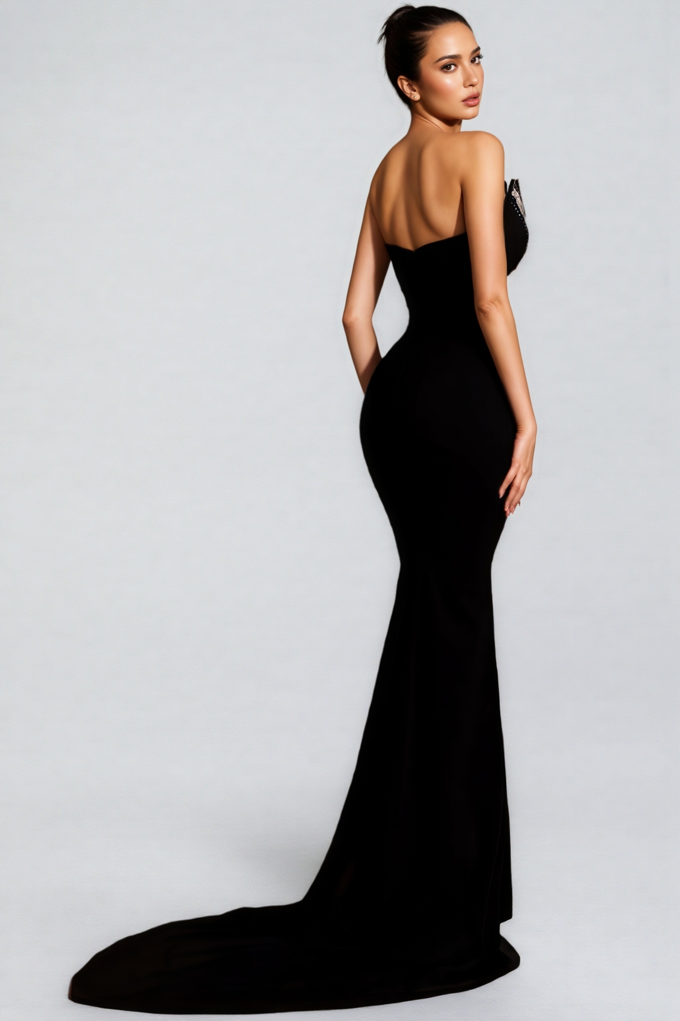 Frances Backless Diamond Studded Maxi Dress