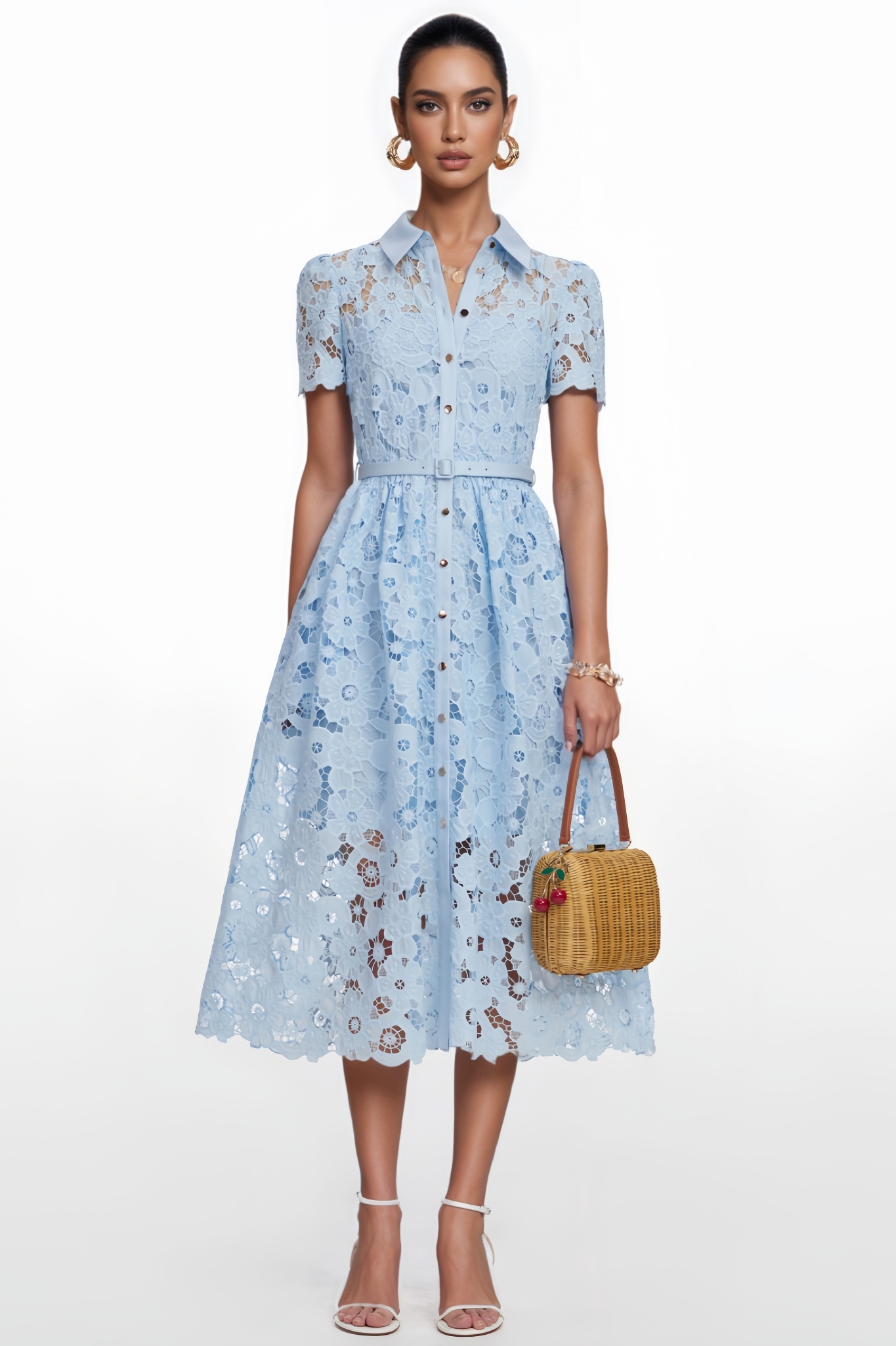 Wonca Blue Lace Midi Dress
