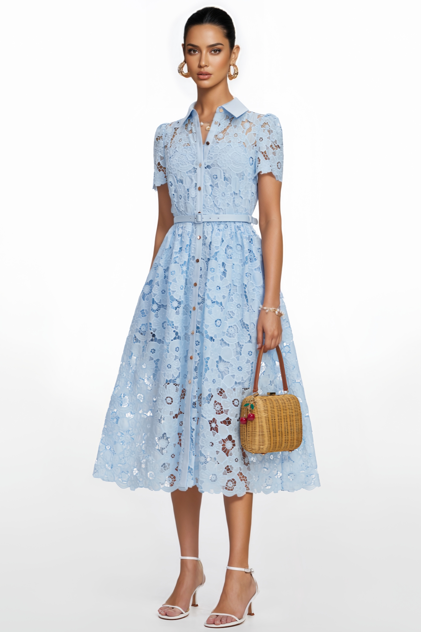 Wonca Blue Lace Midi Dress