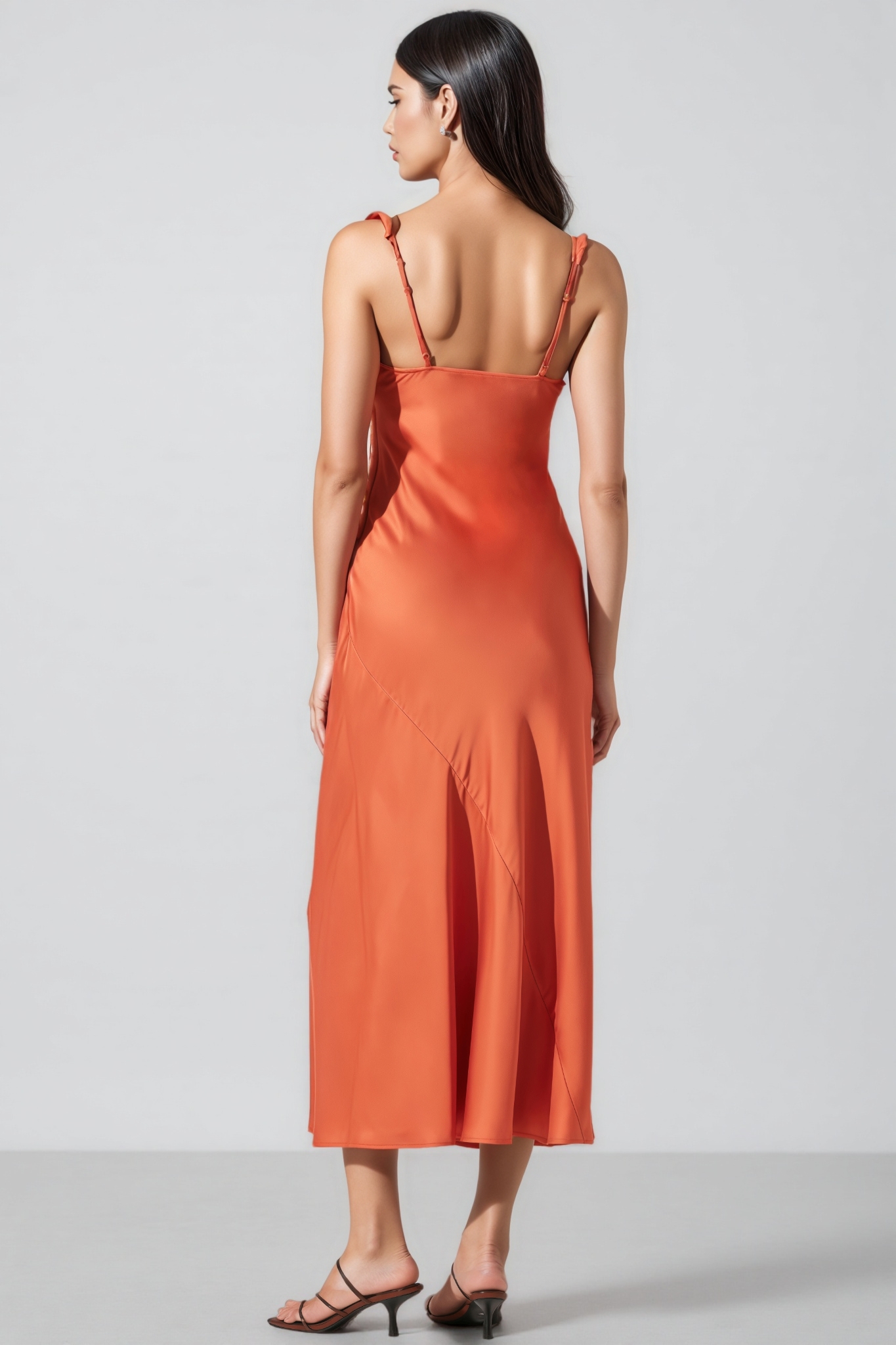 Thornet Satin Ruffle Midi Dress