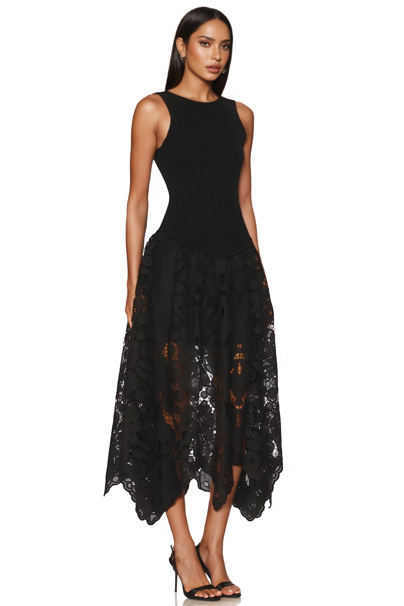 Quenxe Black Sleeveless Midi Dress