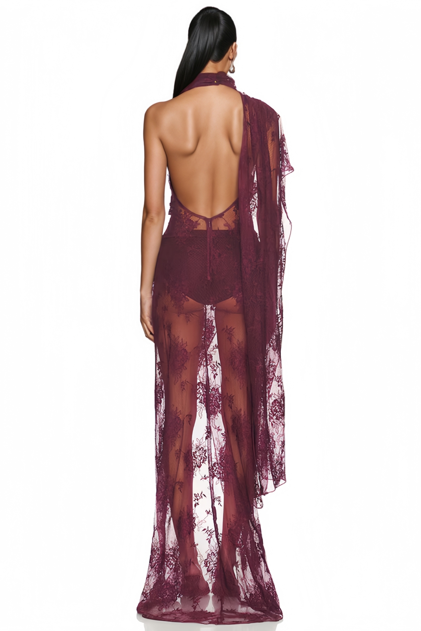 Josauy Red Lace Maxi Dress